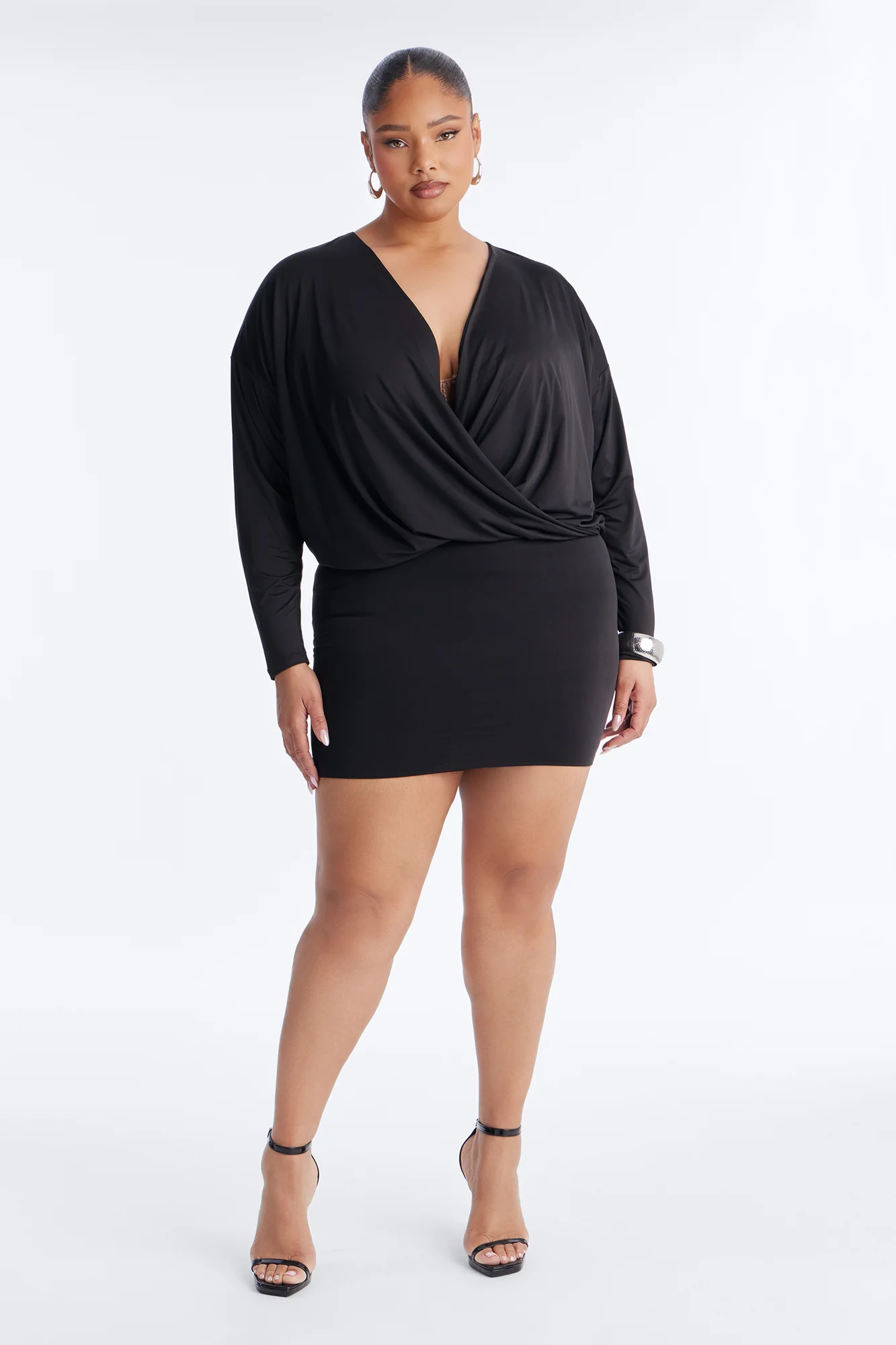 Odette Long Sleeve Mini Dress - Black - Image 5