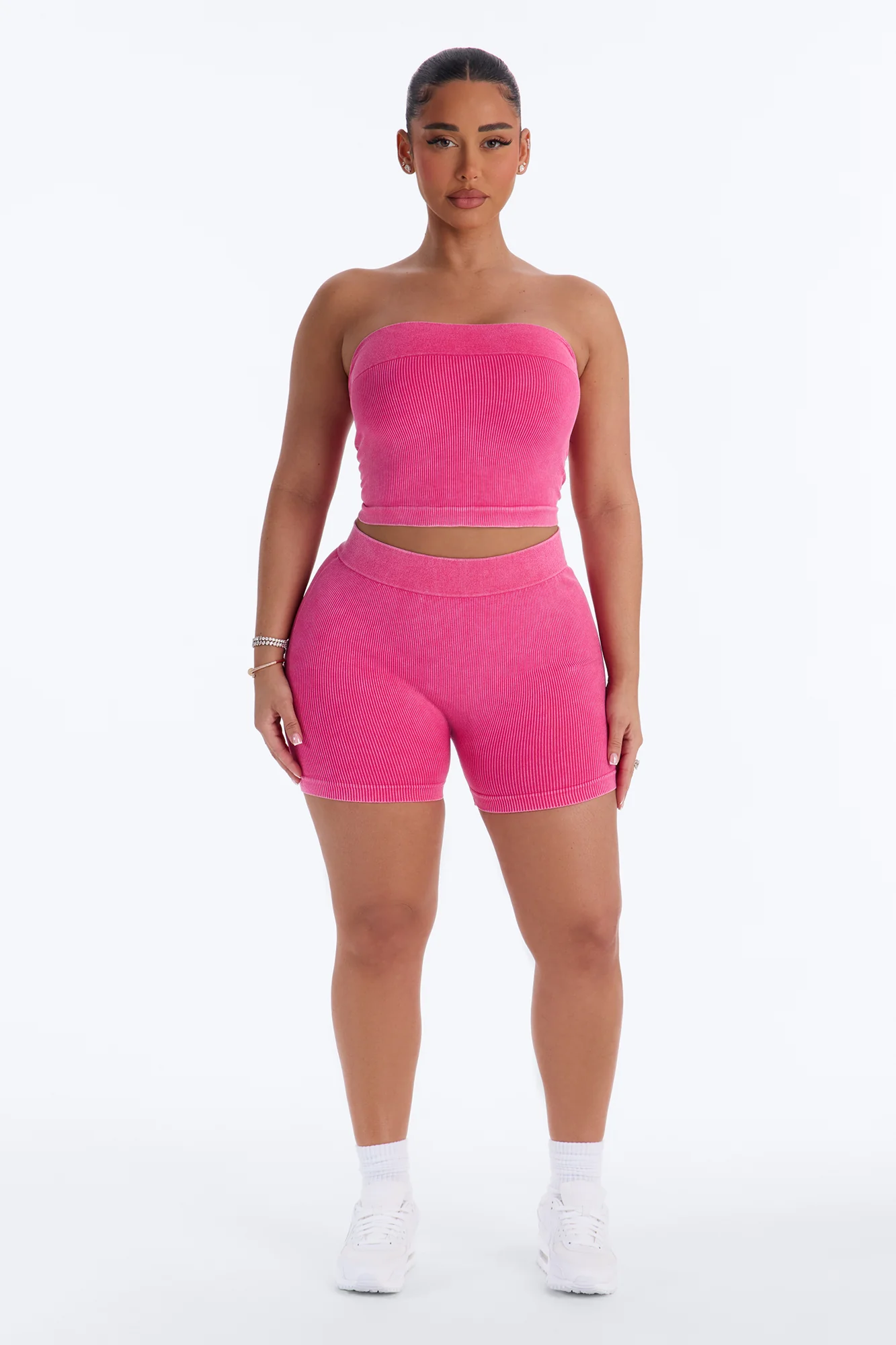 Off Duty Mineral Washed Strapless Short Set - Pink