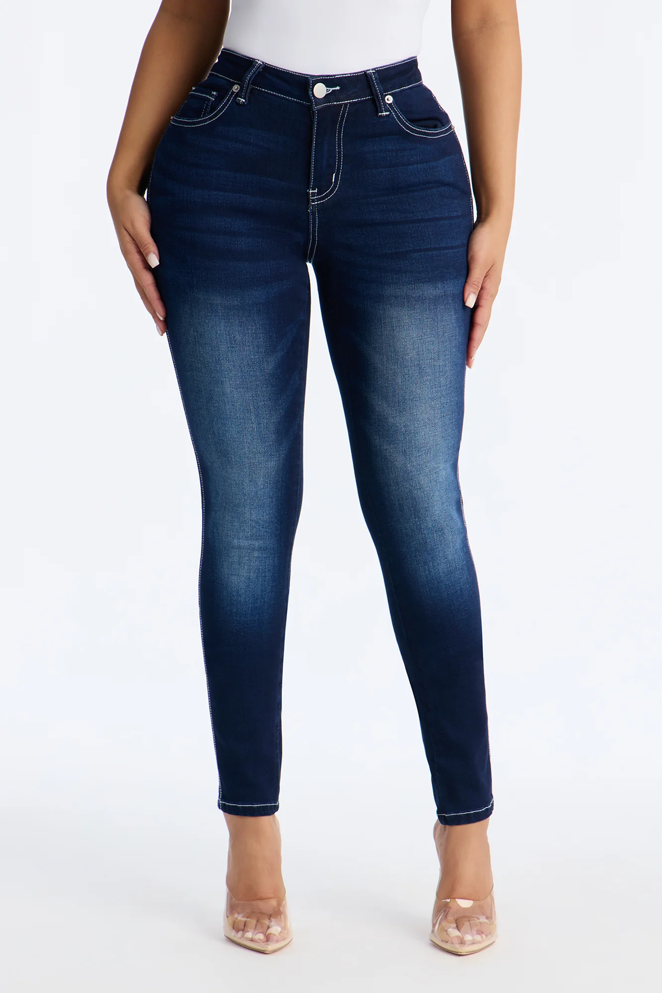 Off Record Soft Stretch Skinny Jeans - Dark Wash - Image 3