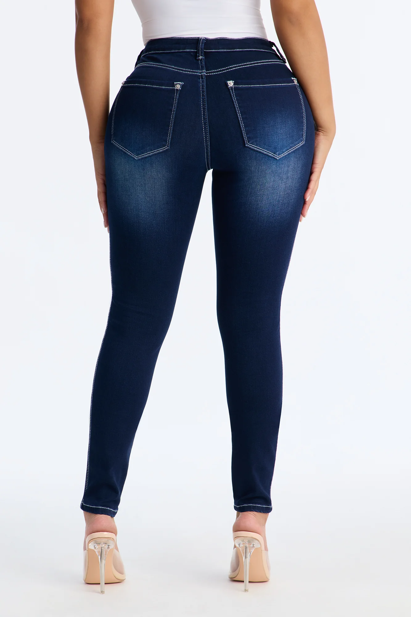 Off Record Soft Stretch Skinny Jeans - Dark Wash - Image 4