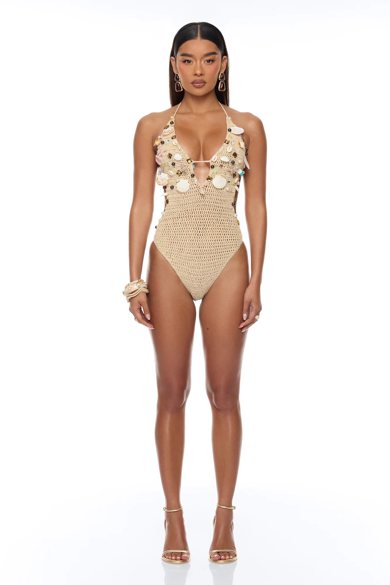 Off The Grid Crochet Sunsuit Pant 2 Piece Set - Sand - Image 4