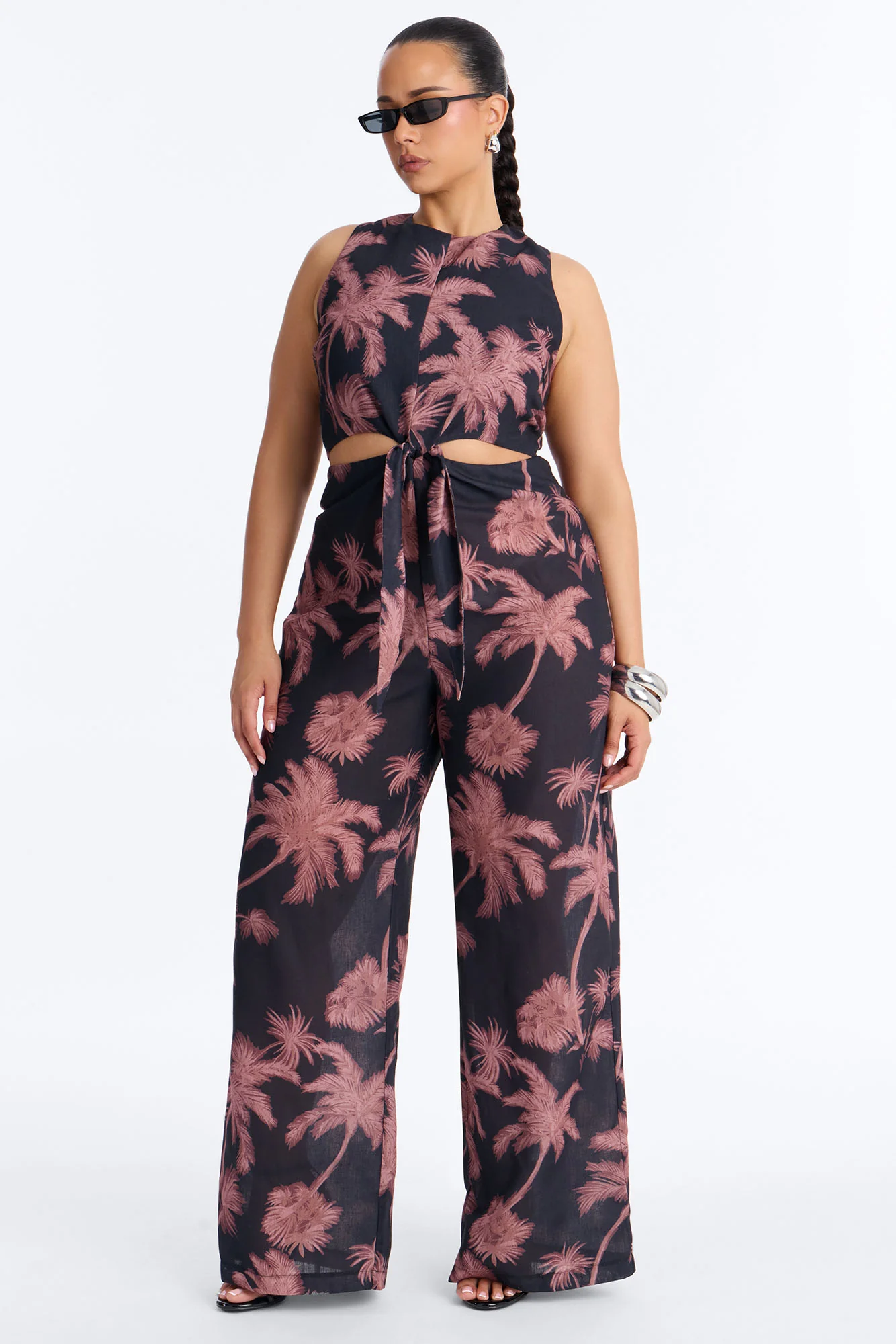 Off To Sunset Linen Jumpsuit - Black - Image 5