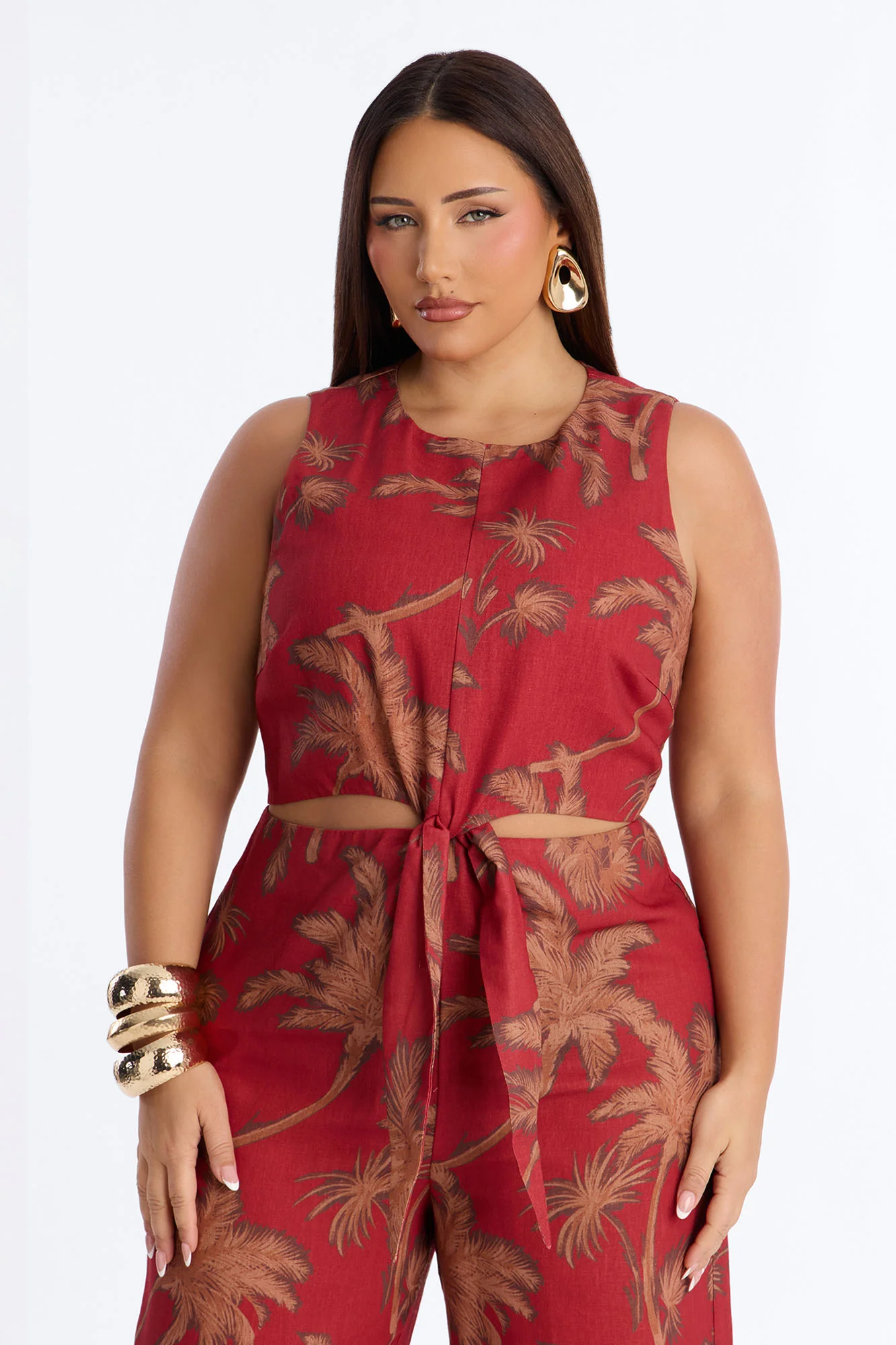 Off To Sunset Linen Jumpsuit - Rust - Image 6