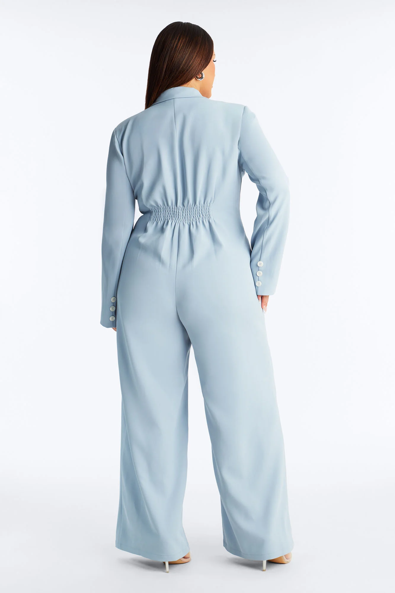Office Hours Wide Leg Jumpsuit - Dusty Blue - Image 6