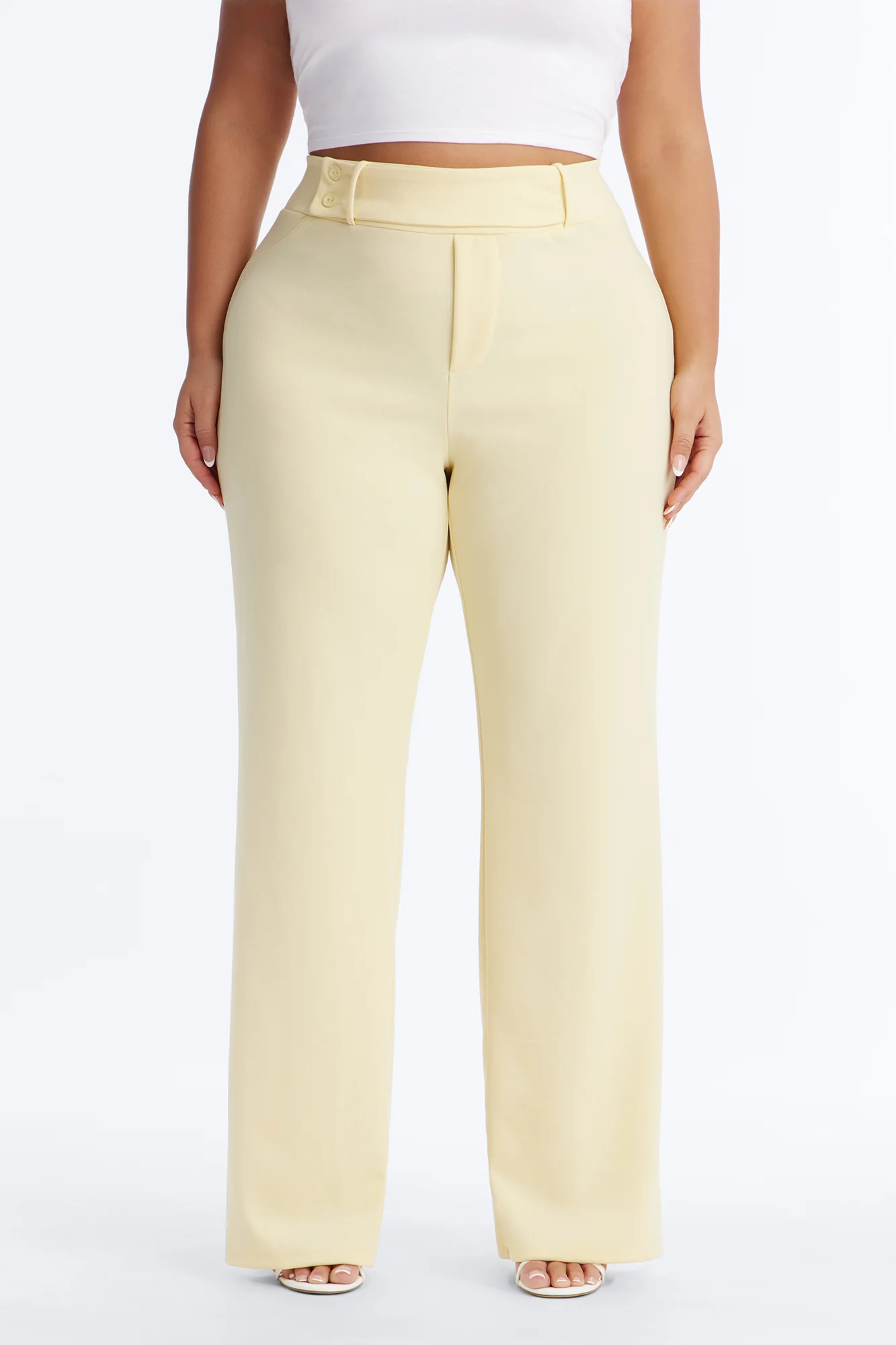 Office Tea Straight Leg Trouser Pant - Butter Yellow - Image 6
