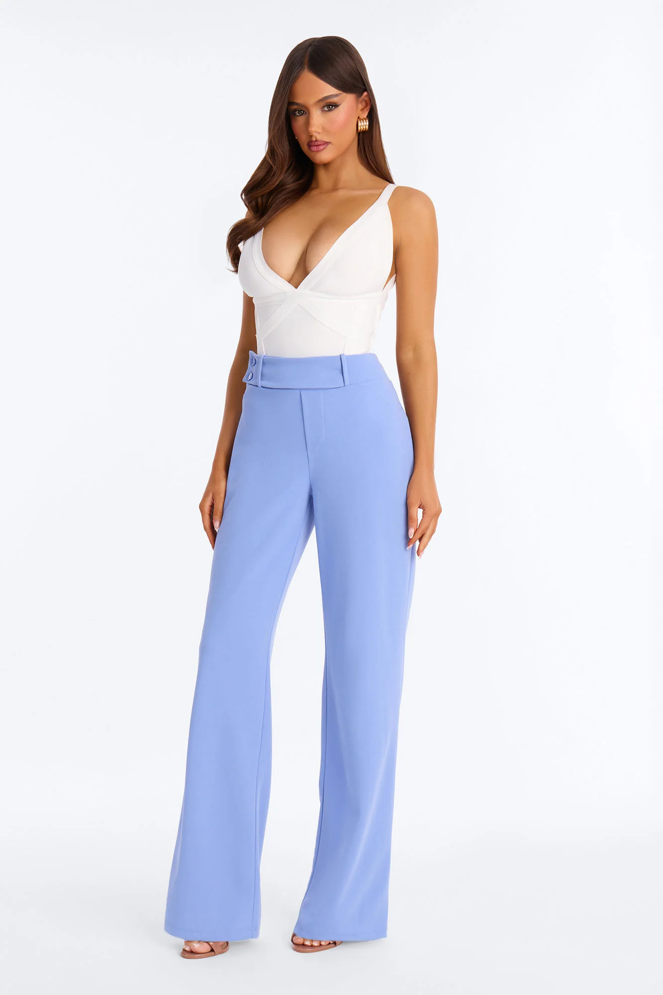 Office Tea Straight Leg Trouser Pant - Periwinkle