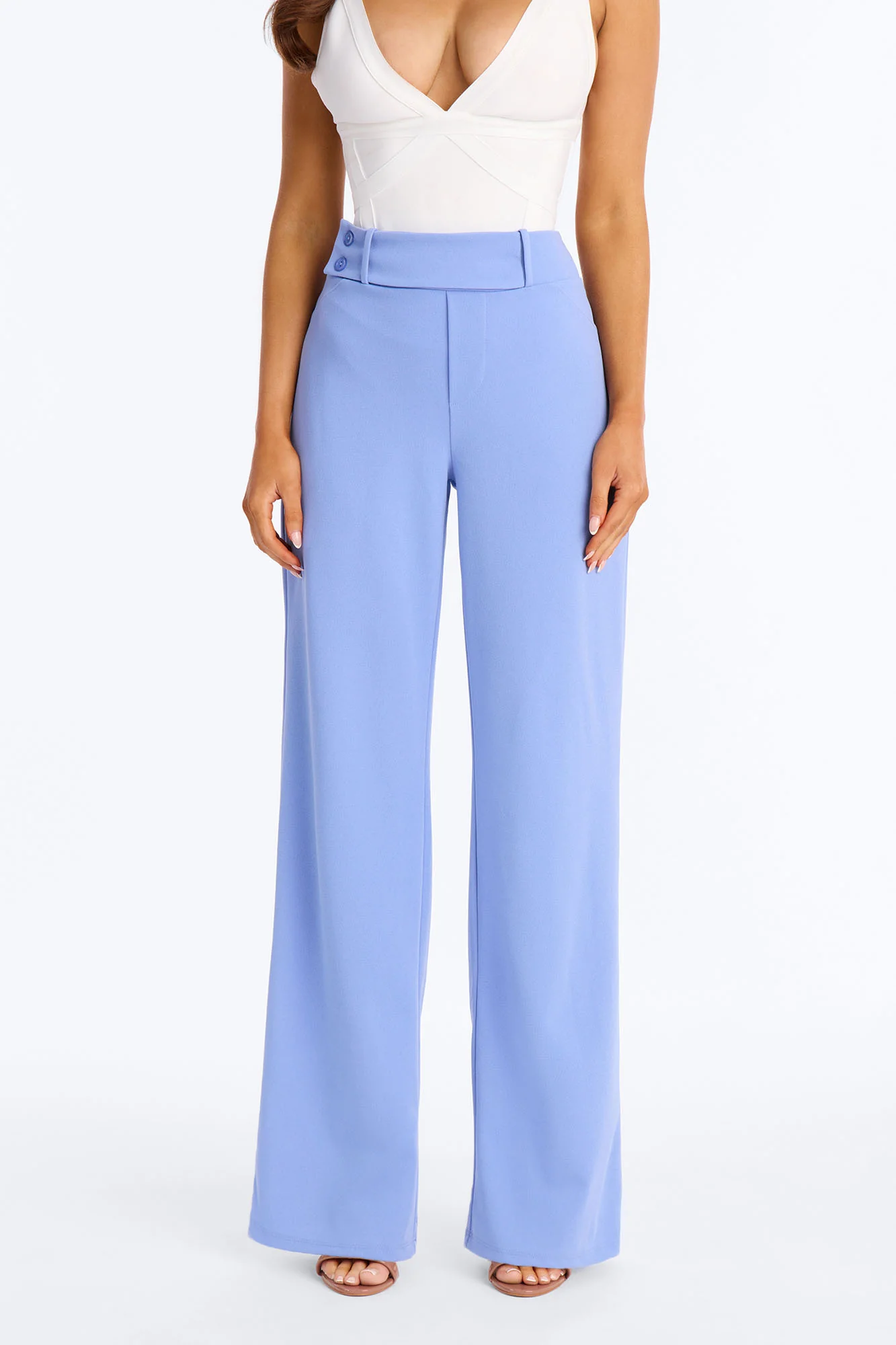 Office Tea Straight Leg Trouser Pant - Periwinkle - Image 2