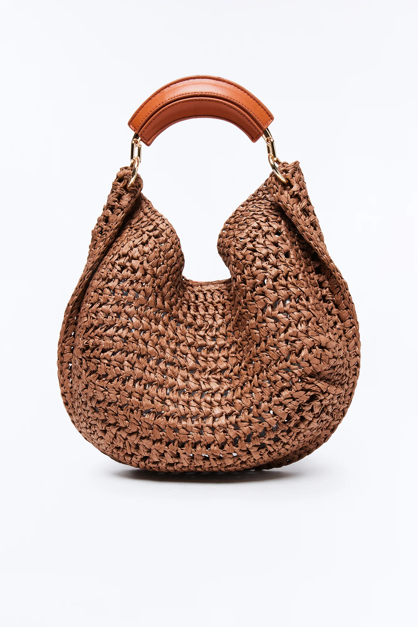 Officially Summer Straw Shoulder Handbag - Brown - Image 3