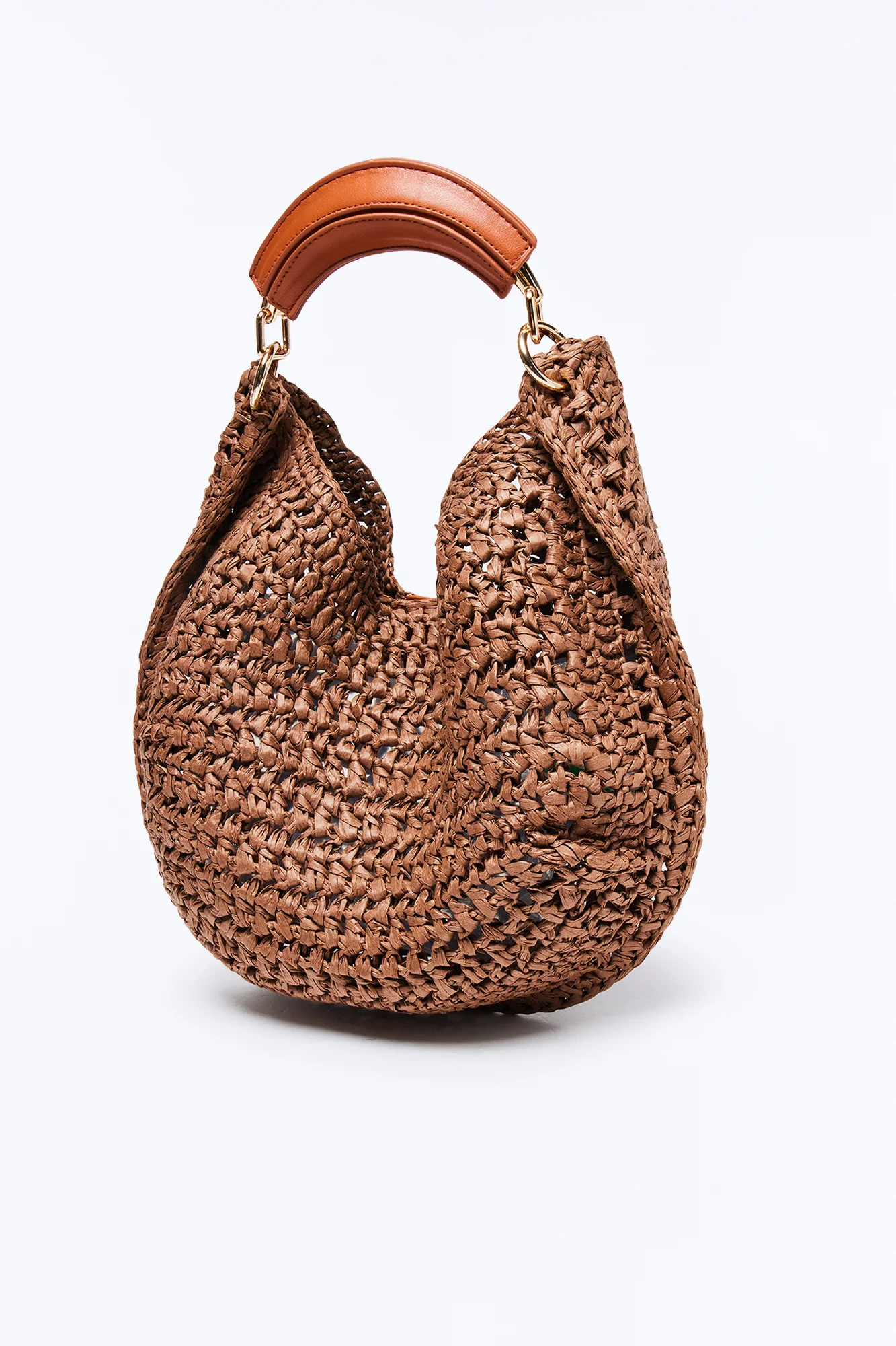 Officially Summer Straw Shoulder Handbag - Brown - Image 4