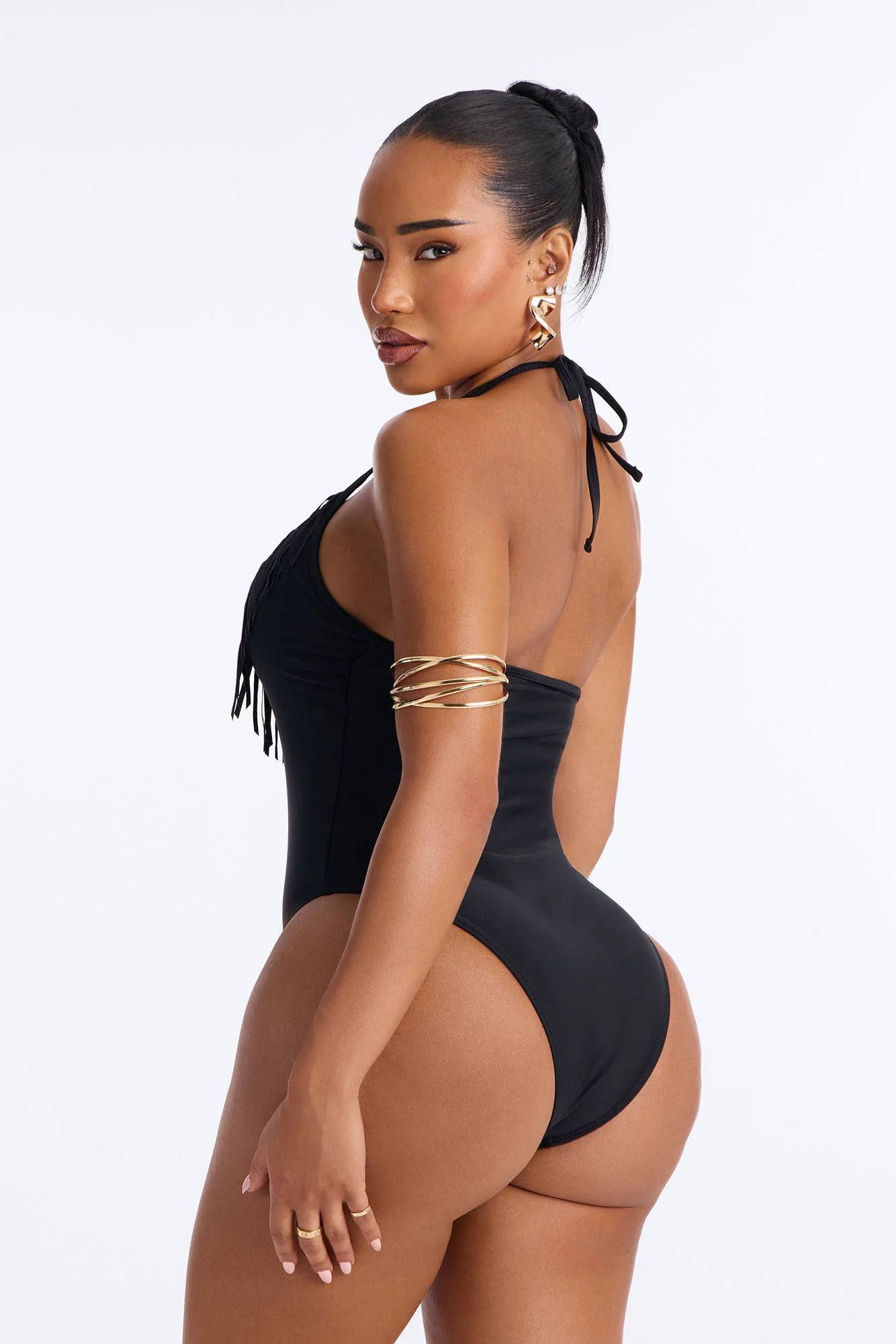 Offshore Crush 1 Piece Fringe Swimsuit - Black - Image 3