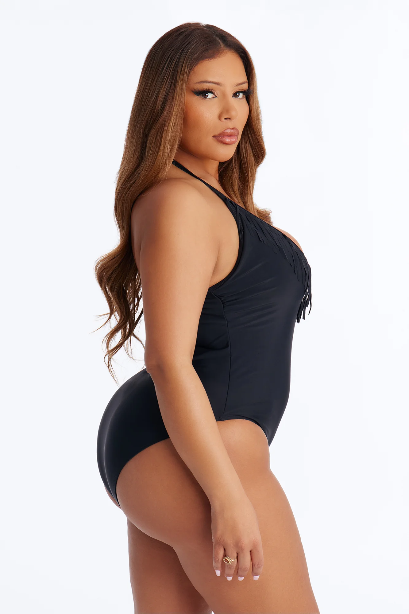 Offshore Crush 1 Piece Fringe Swimsuit - Black - Image 6