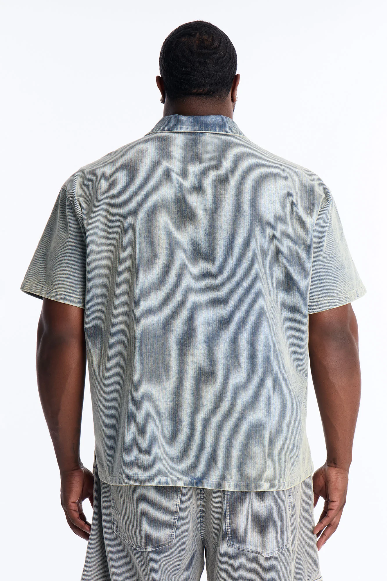 Ohio Corduroy Johnny Collar Polo - Blue - Image 8