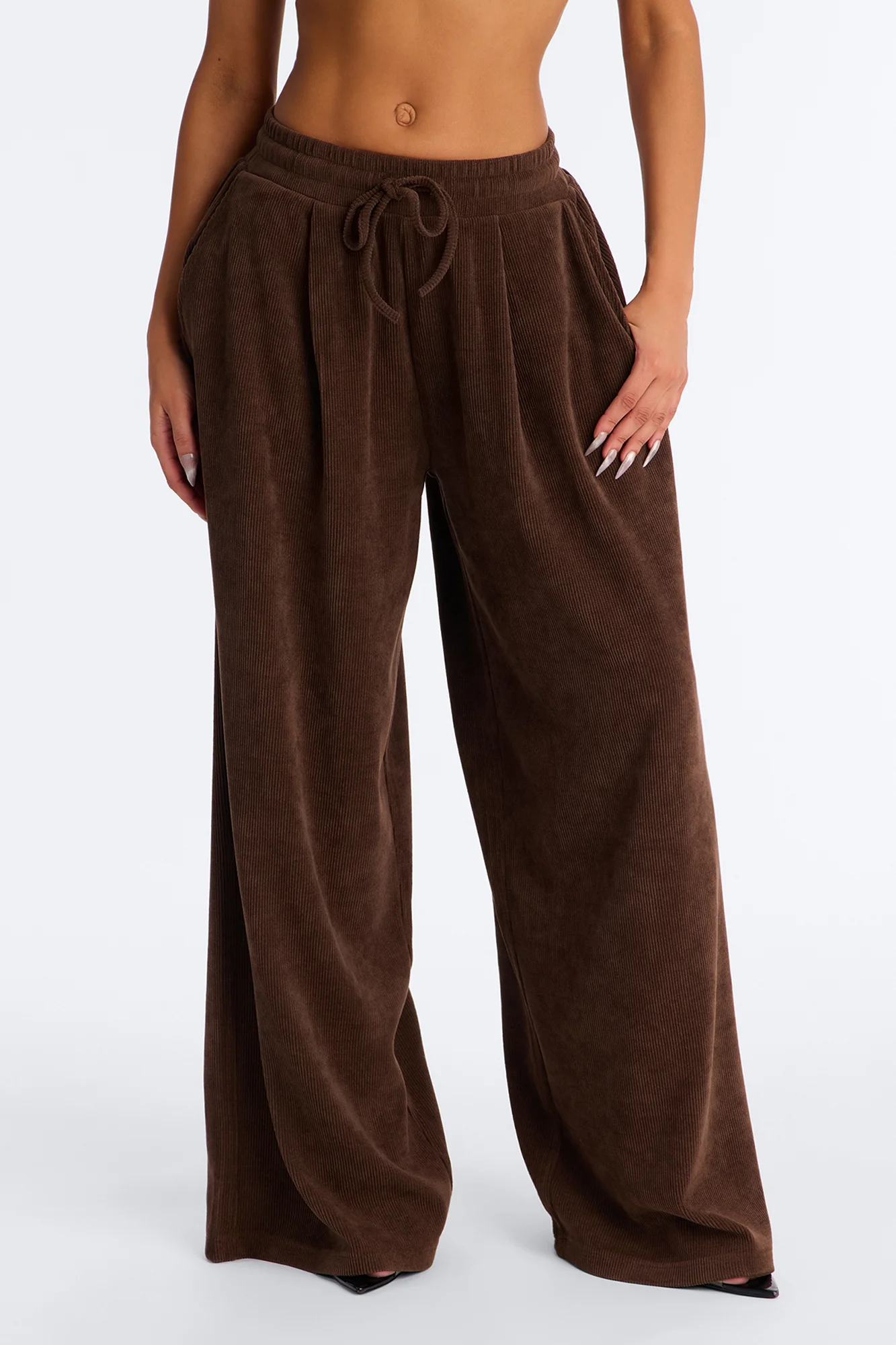Olivia Extreme Wide Leg Pants - Chocolate - Image 2