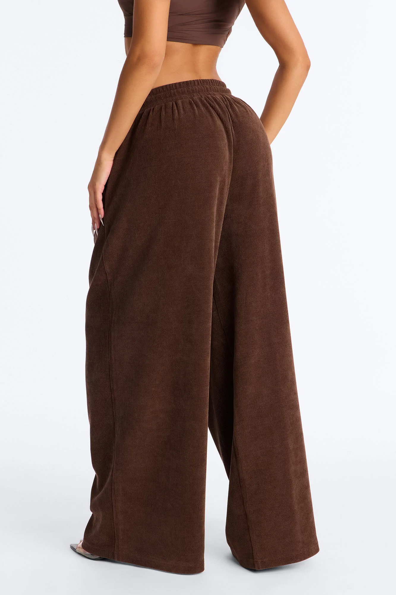 Olivia Extreme Wide Leg Pants - Chocolate - Image 4