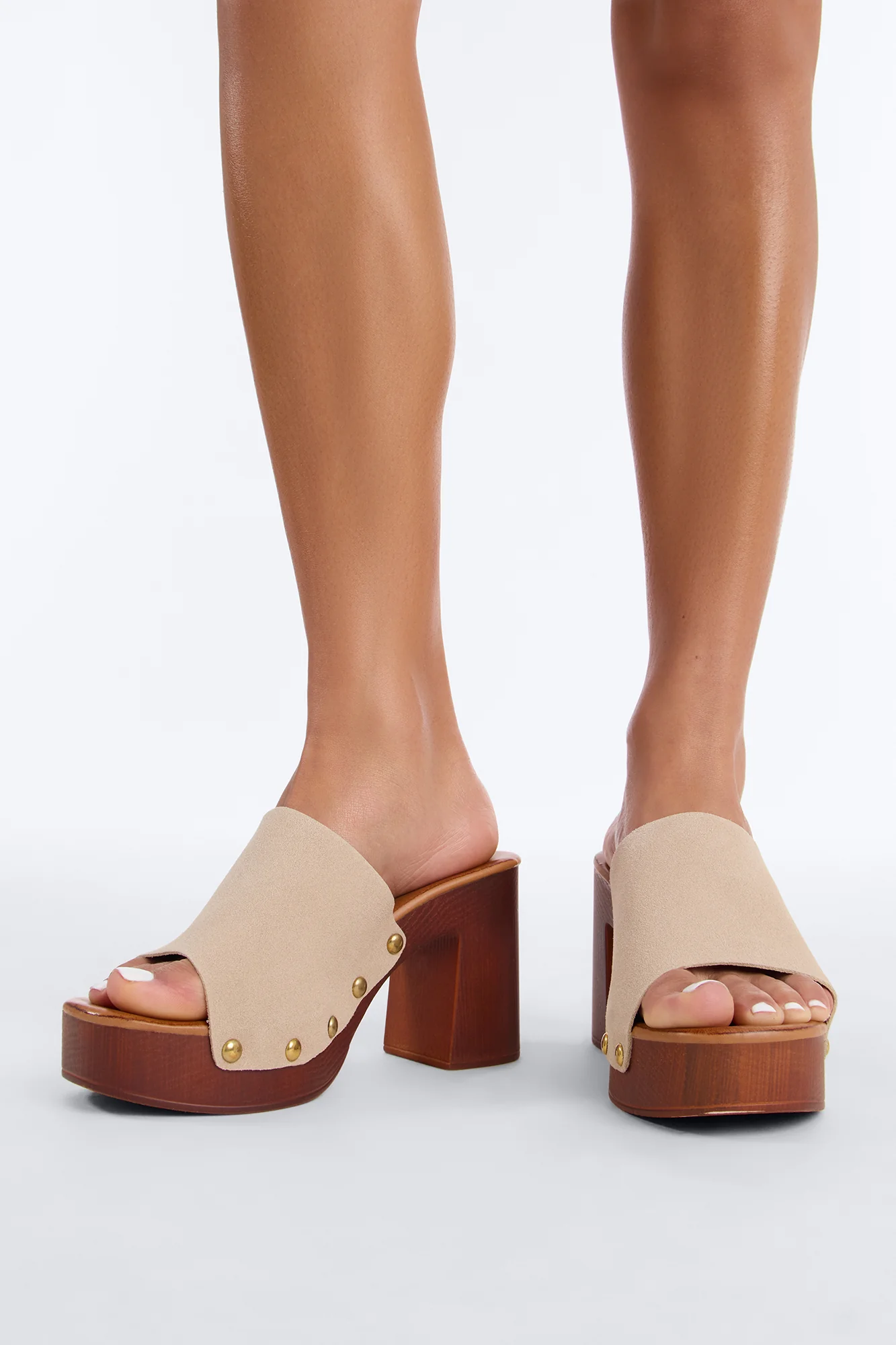 Olivia Platform Mules - Taupe - Image 4