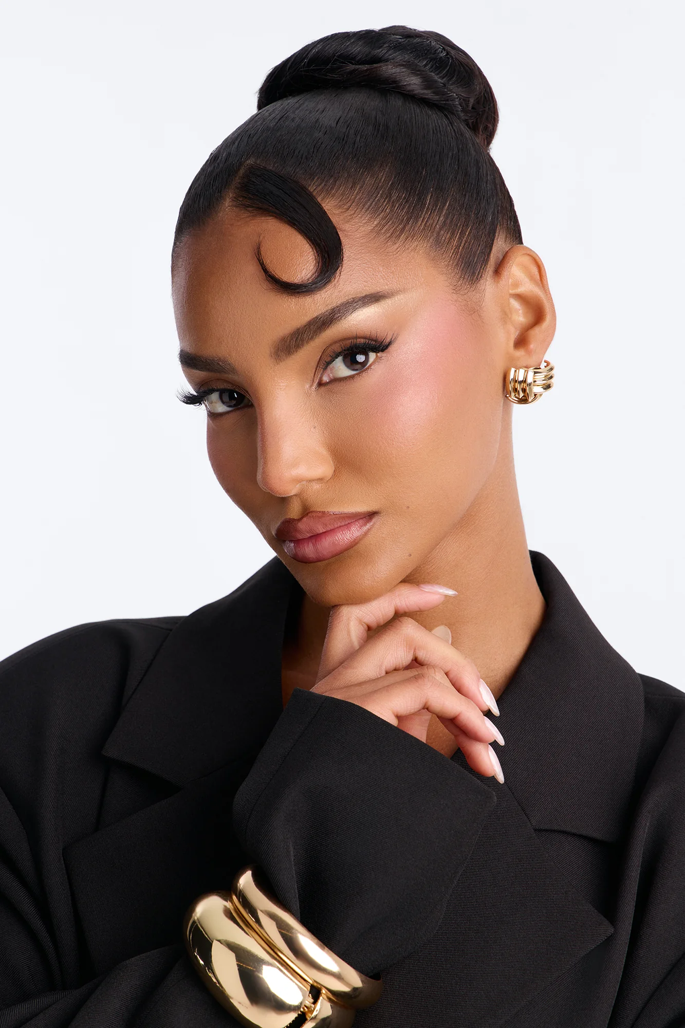 Olivia Twisted Knot Stud Earrings - Gold - Image 2