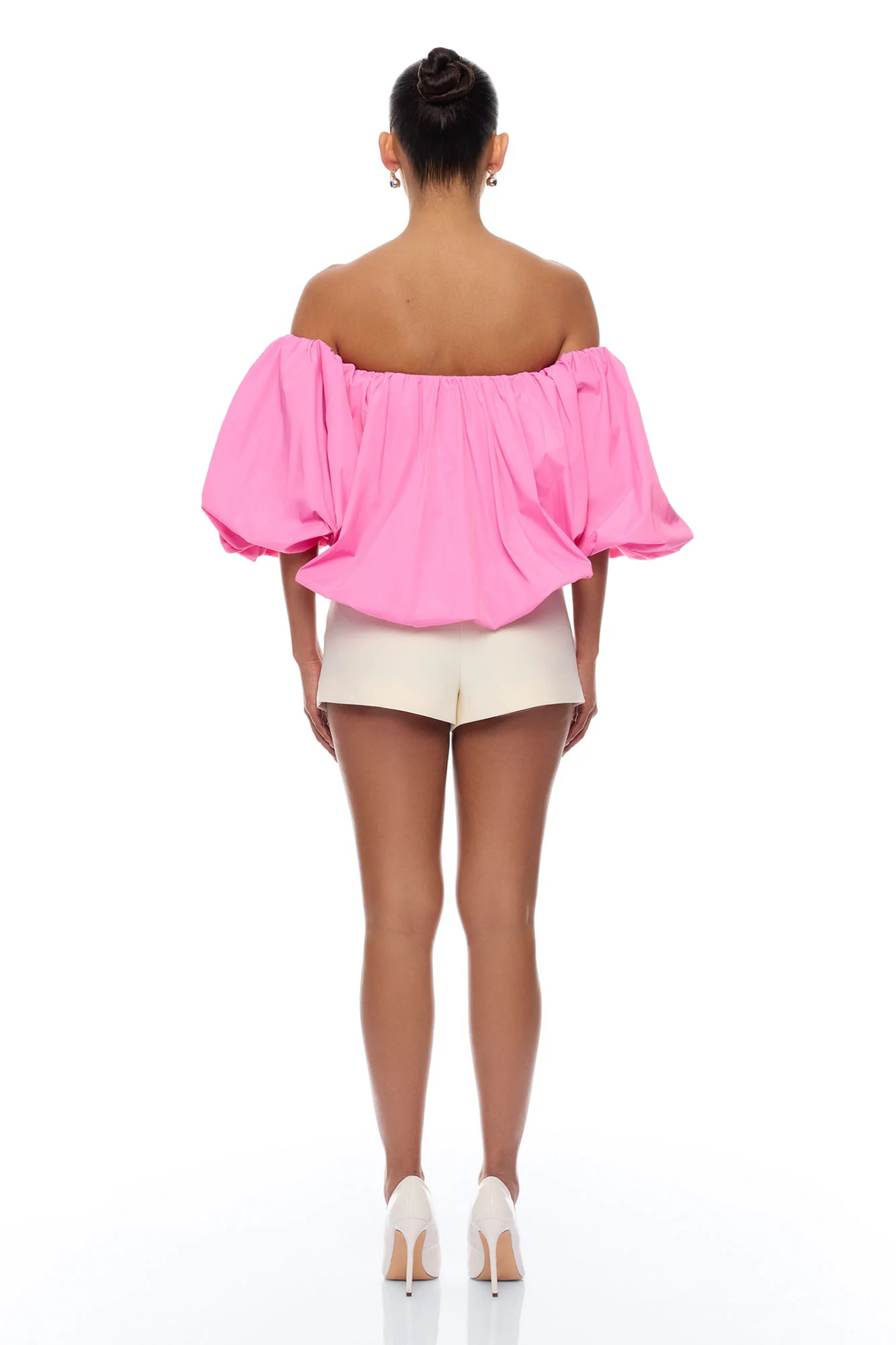 Olyvia Off Shoulder Taffeta Top - Pink - Image 4