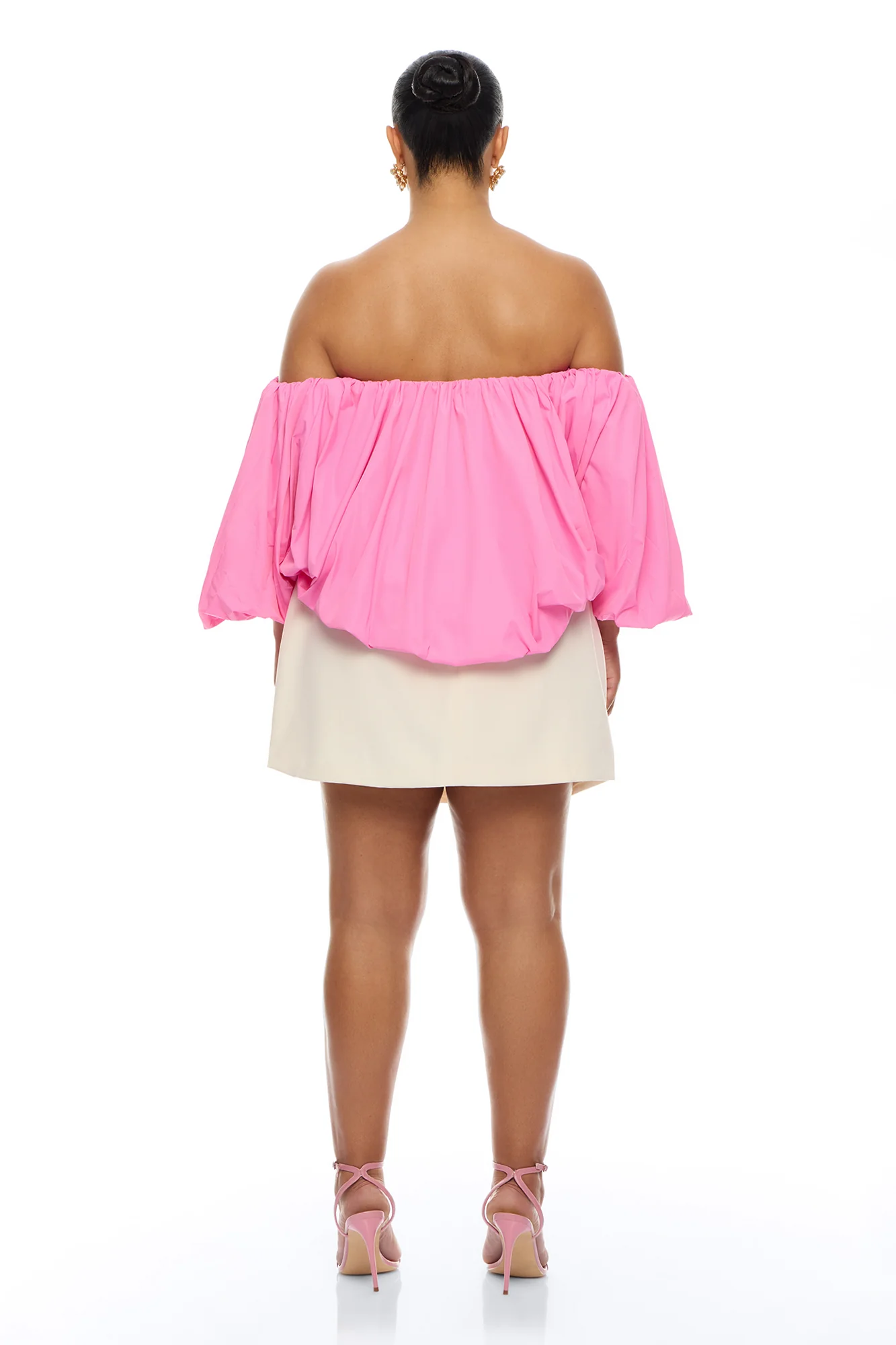 Olyvia Off Shoulder Taffeta Top - Pink - Image 8