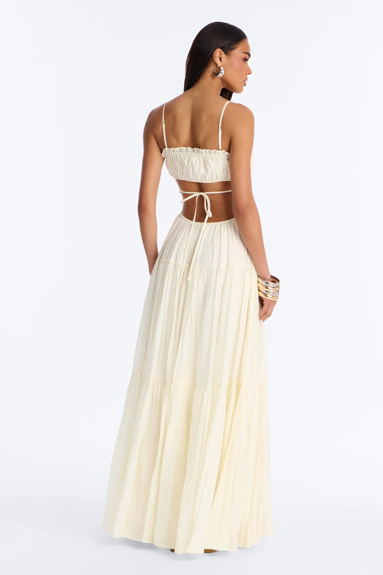 On A Date Flowy Maxi Dress - Cream - Image 4
