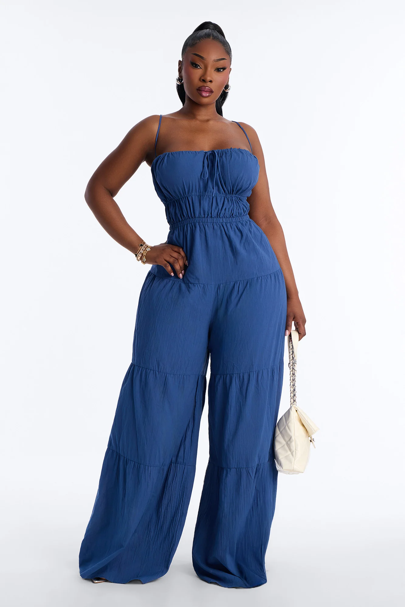 On A Getaway Wide Leg Jumpsuit - Denim