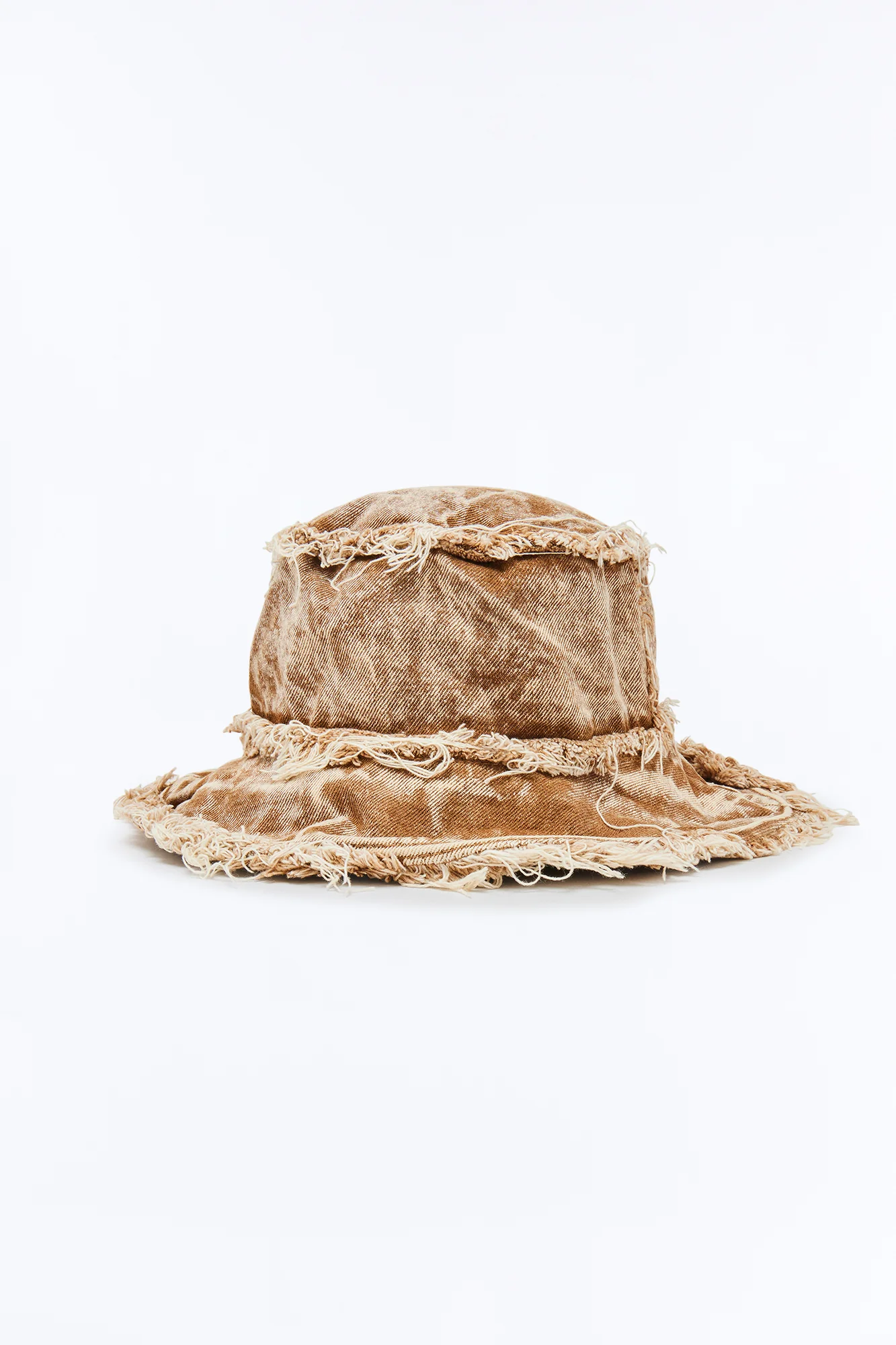 On Break Distressed Denim Bucket Hat - Khaki - Image 3