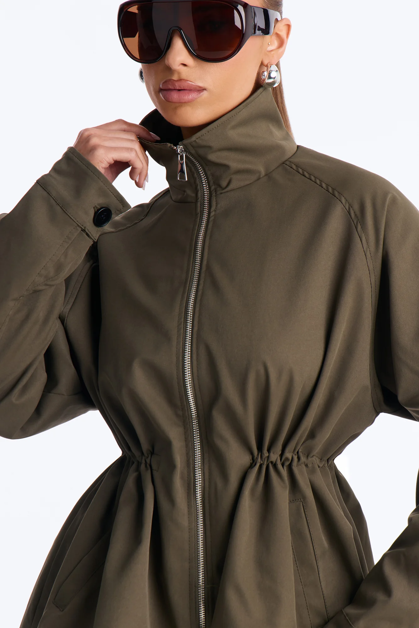 On Duty Funnel Neck Utility Anorak - Olive - Image 3