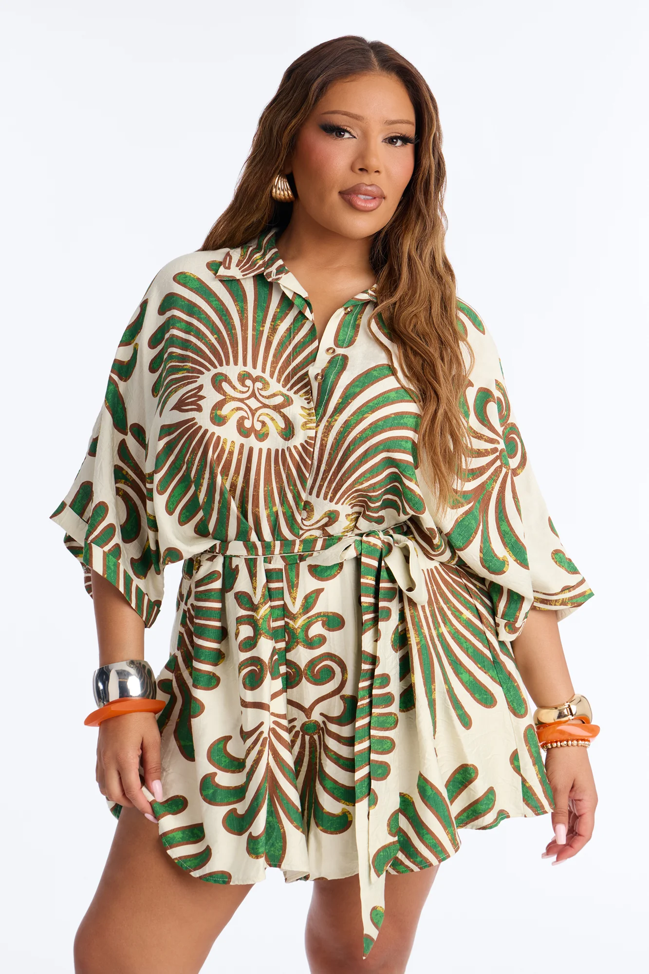 On Island Time Tropical Romper - Green/combo - Image 5