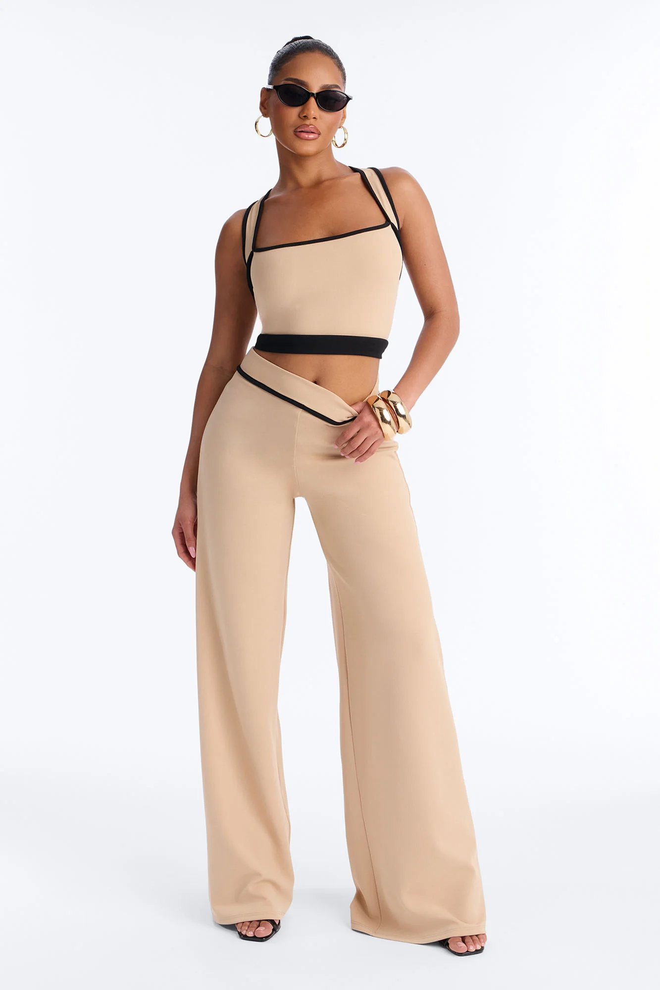 On Lock Wide Leg Pant Set - Taupe