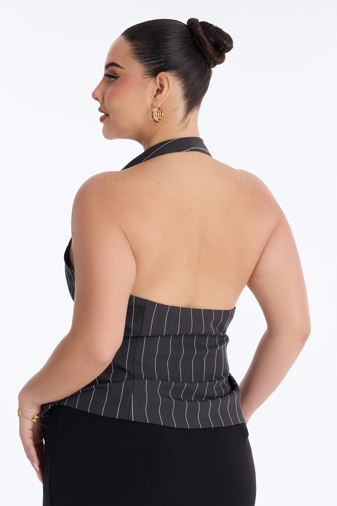 On My Grind Pinstripe Halter Top - Charcoal/combo - Image 8