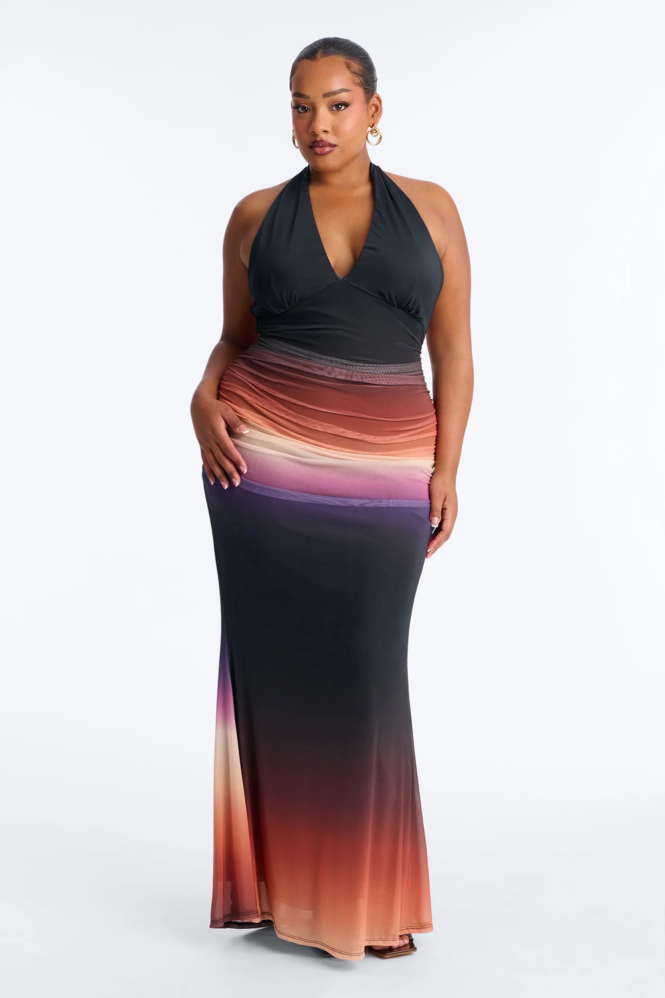 On Repeat Ombre Mesh Maxi Dress - Black/combo - Image 5