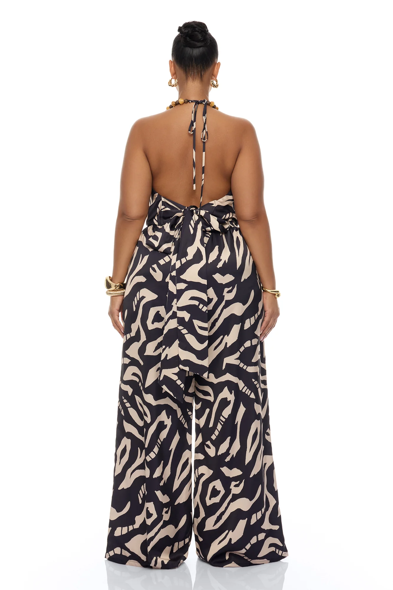On The Coast Satin Pant Set - Black/combo - Image 8