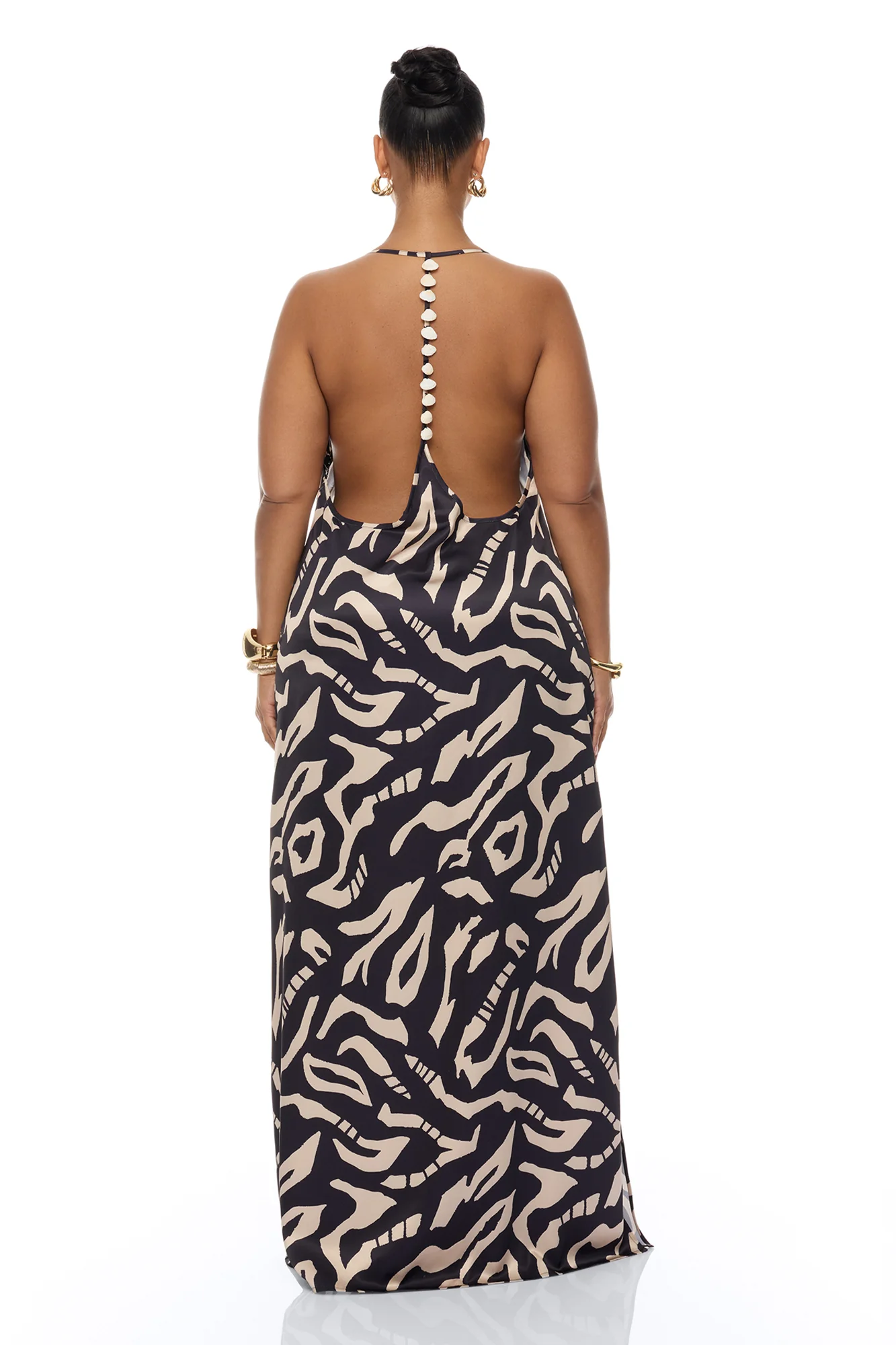 On The Coast Shell Satin Maxi Dress - Black/combo - Image 8