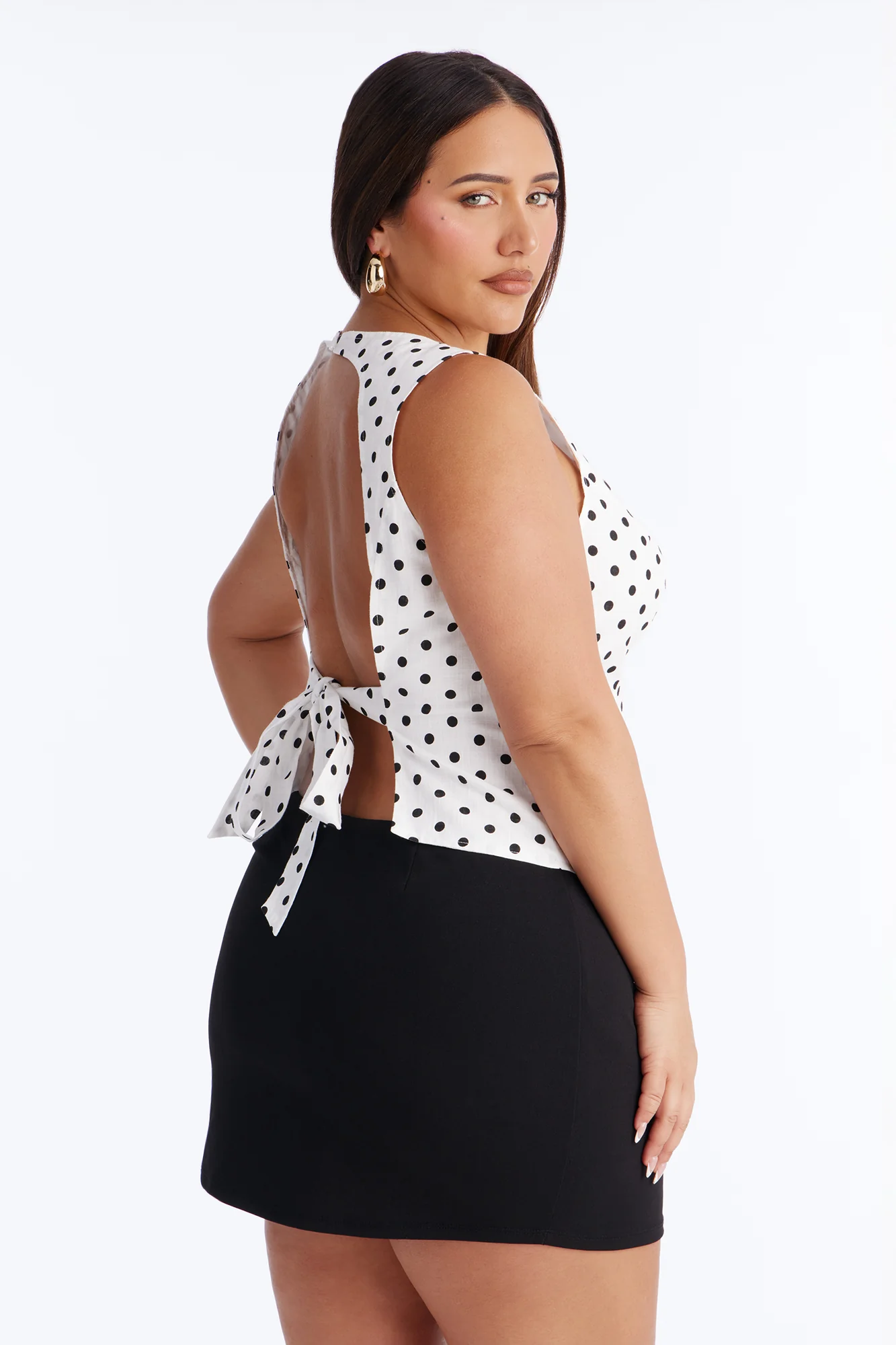On The Cute Side Polka Dot Linen Top - White/combo - Image 5
