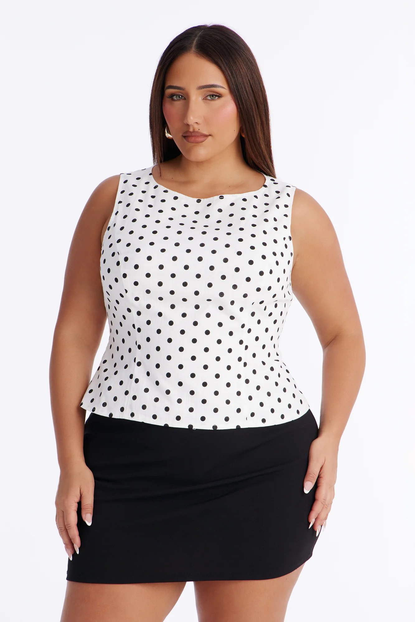 On The Cute Side Polka Dot Linen Top - White/combo - Image 7