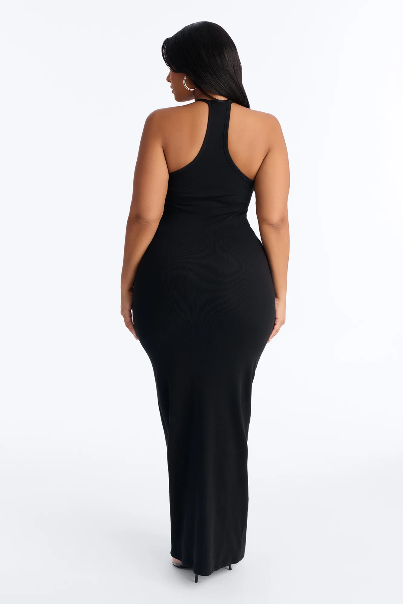 On The Daily Padded Ribbed Maxi Dress - Black - Image 7