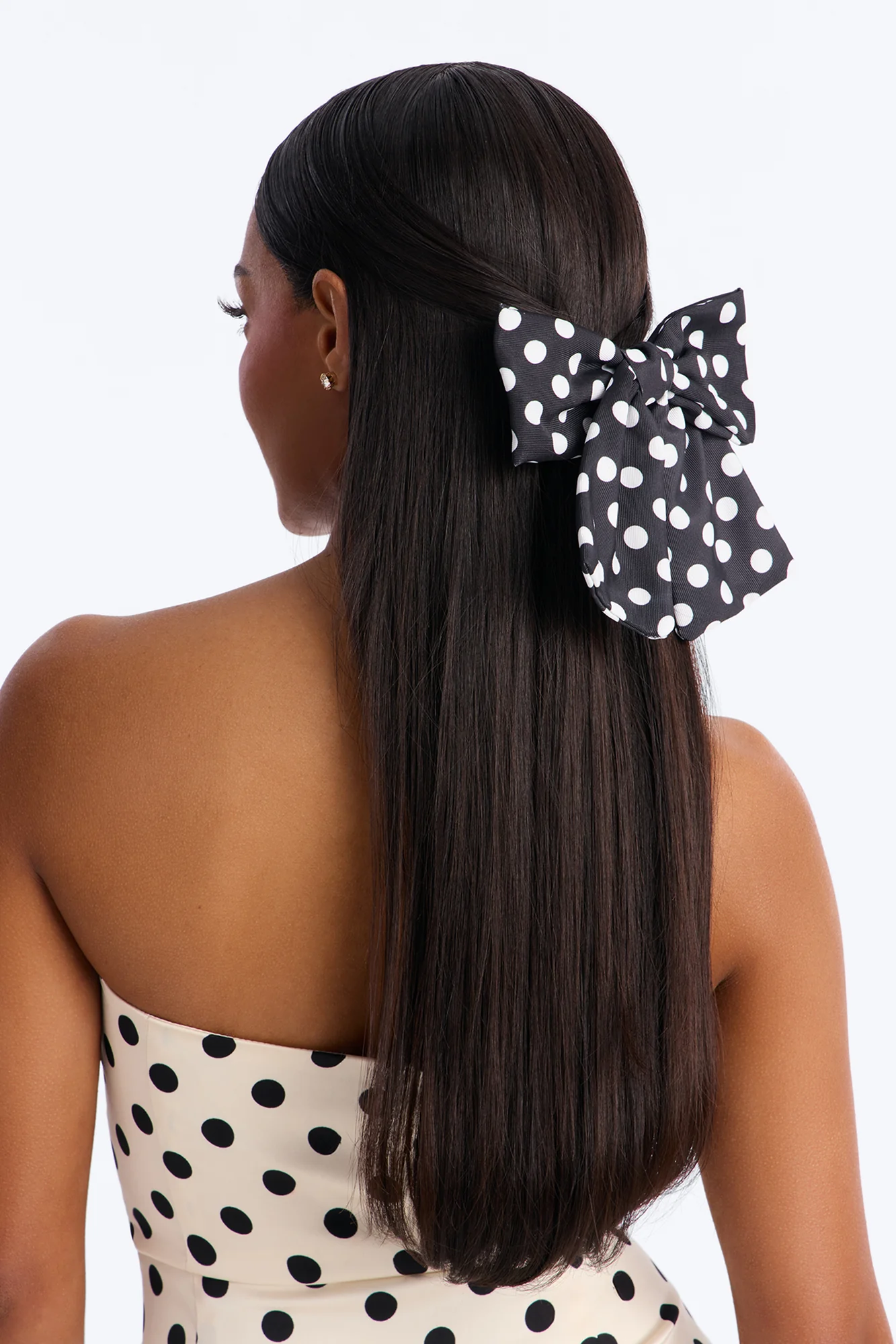 On The Dot Bow Hair Clip - Black/White - Image 2
