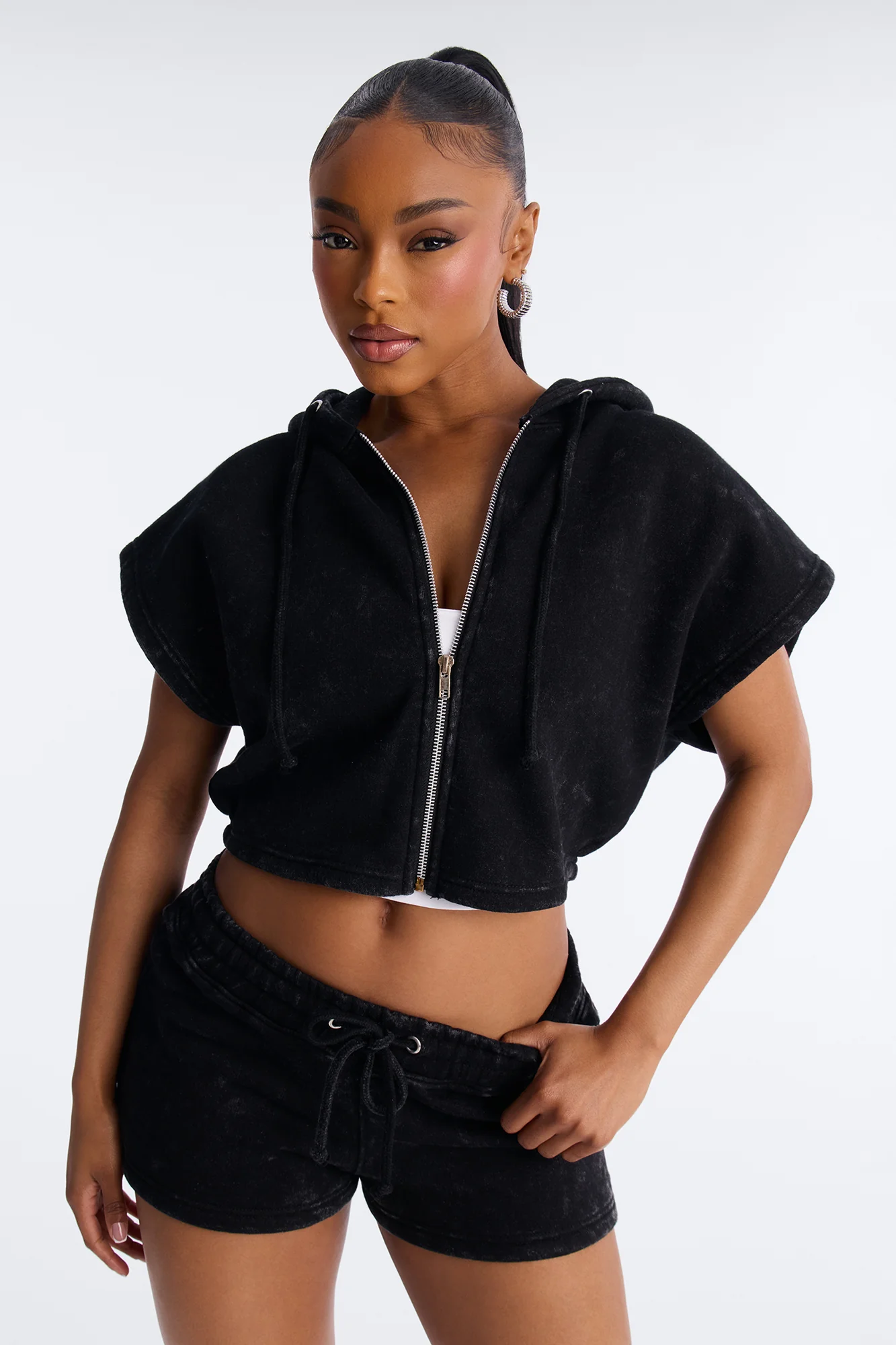On The Edge Fleece Short Set - Black