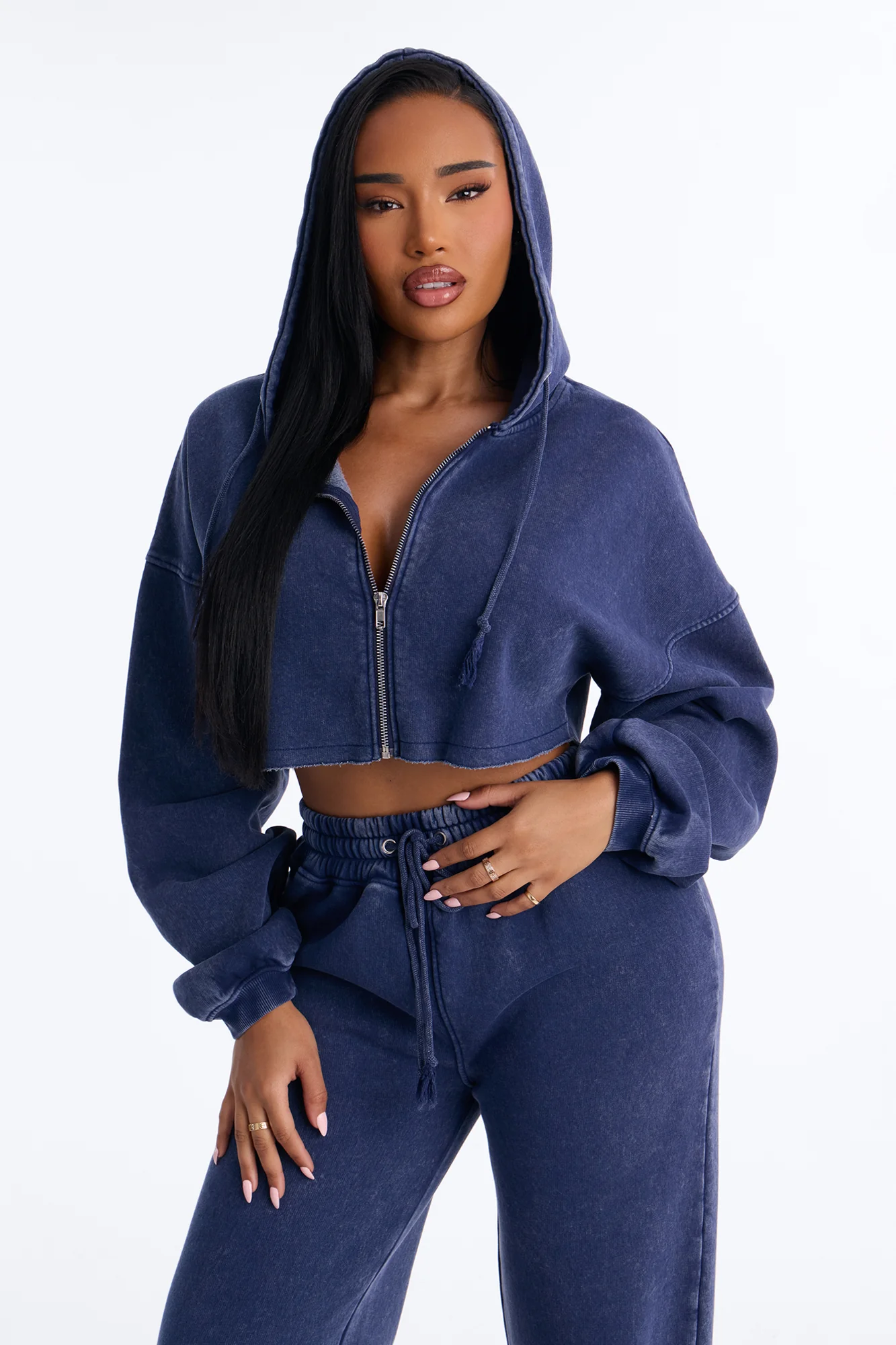 On The Go Fleece Pant Set - Navy - Image 2