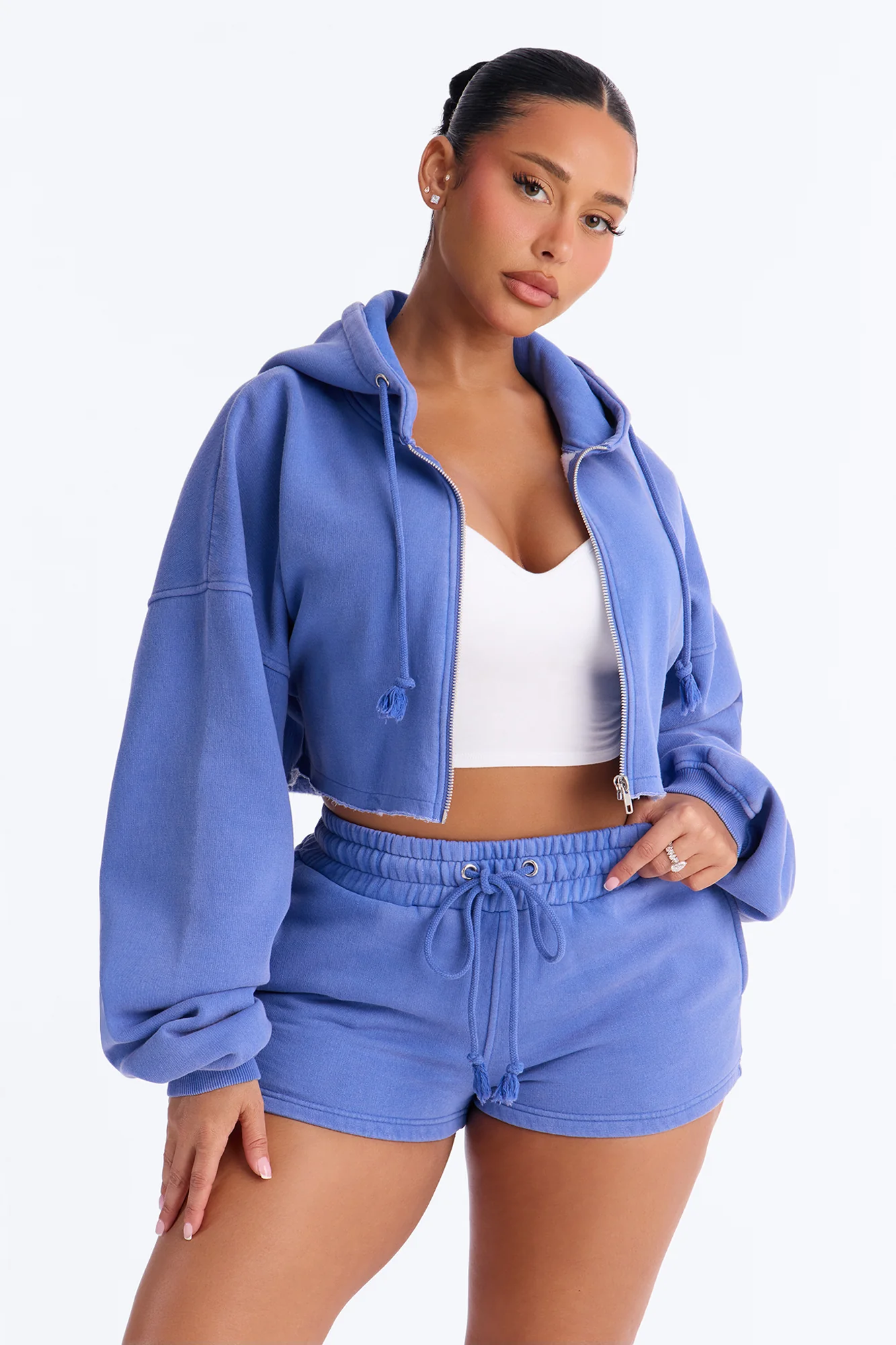 On The Go Washed Short Set - Blue