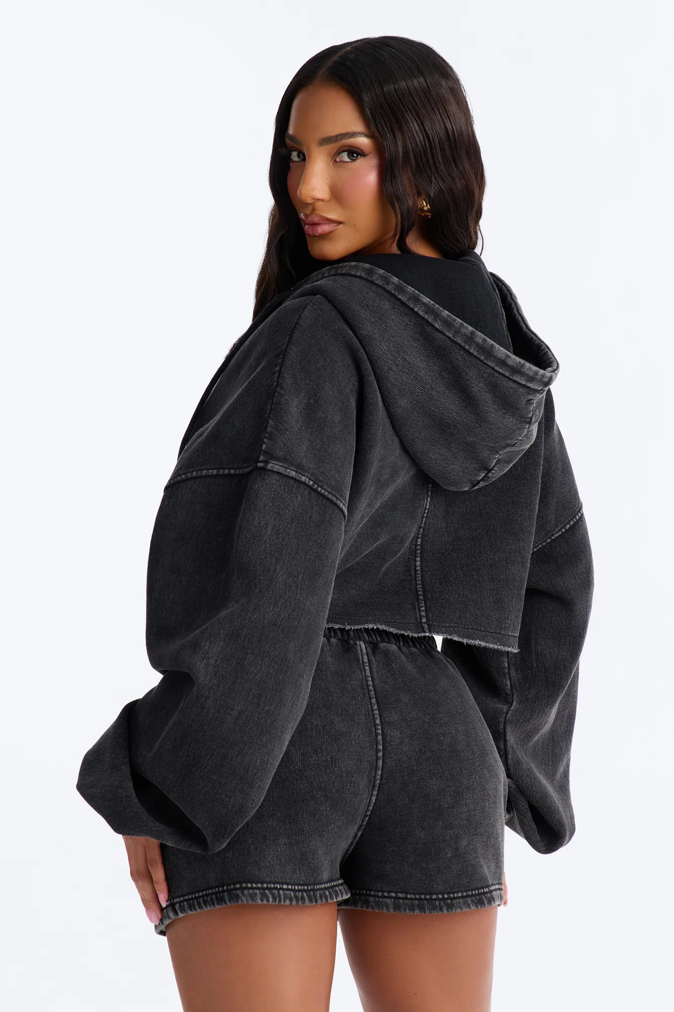 On The Go Washed Short Set - Charcoal - Image 4