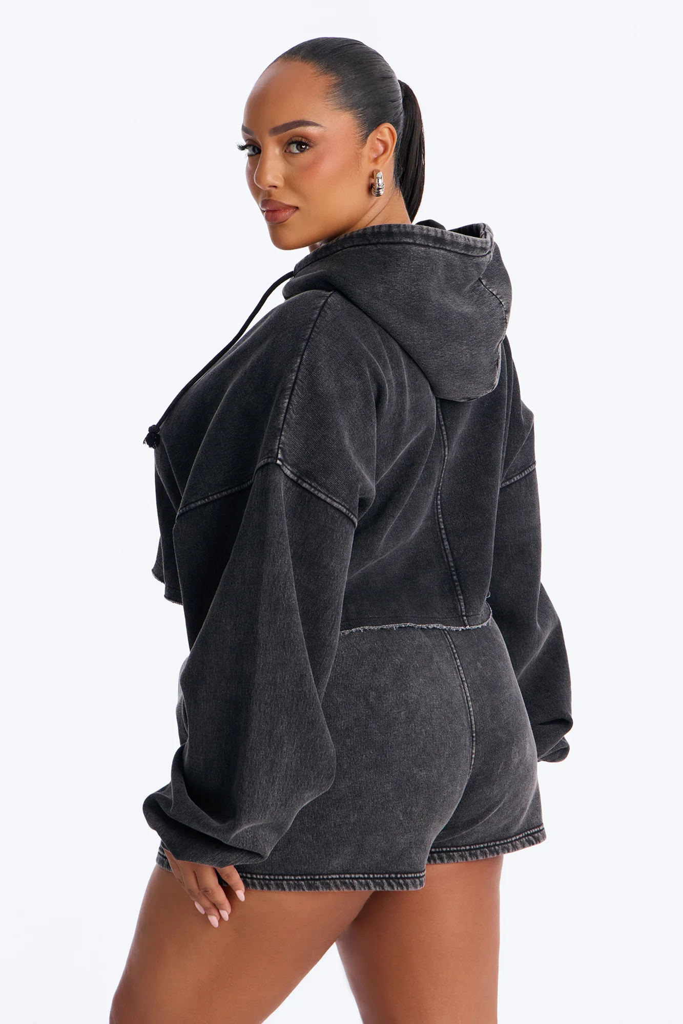 On The Go Washed Short Set - Charcoal - Image 7