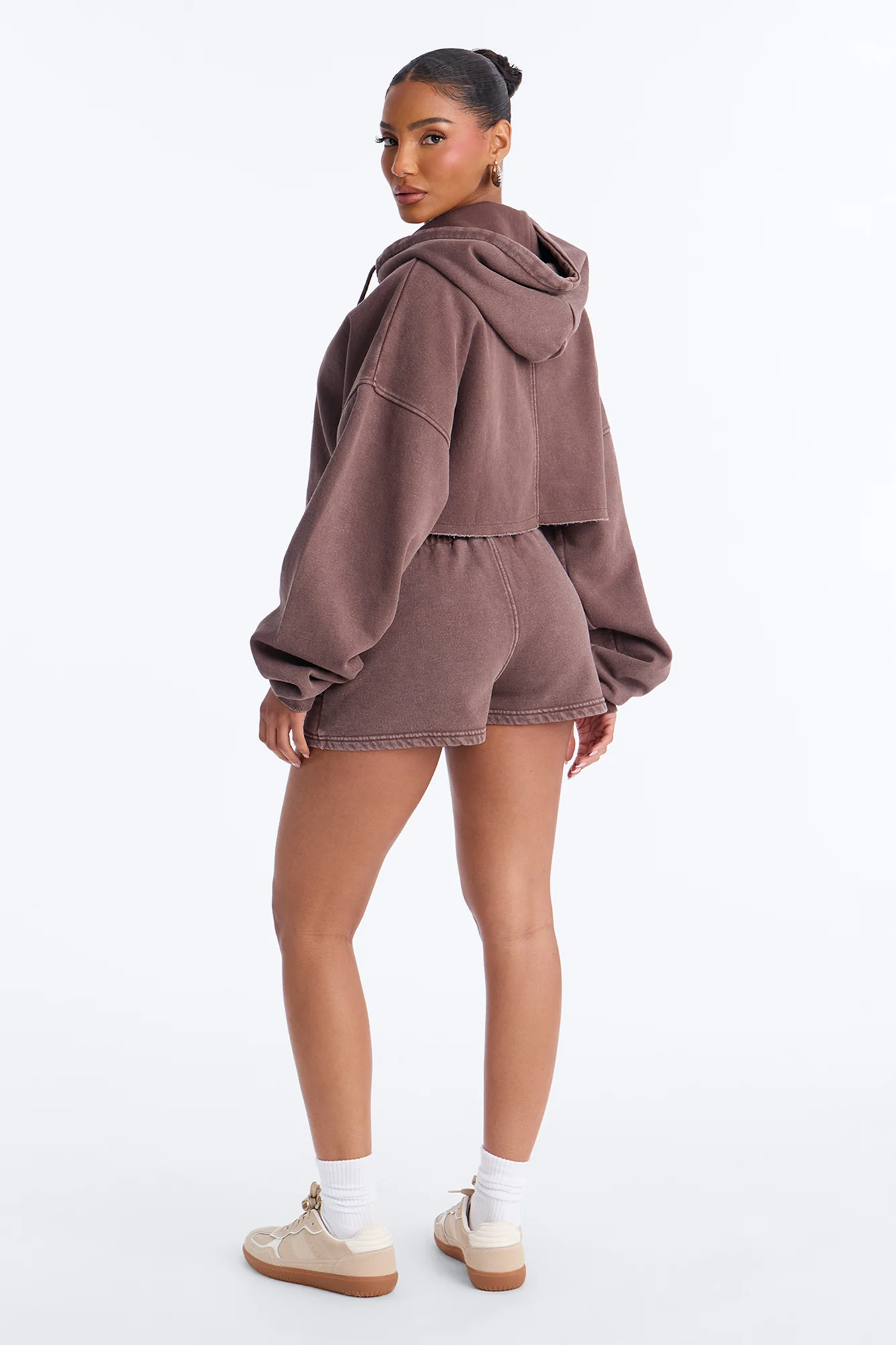 On The Go Washed Short Set - Chocolate - Image 3