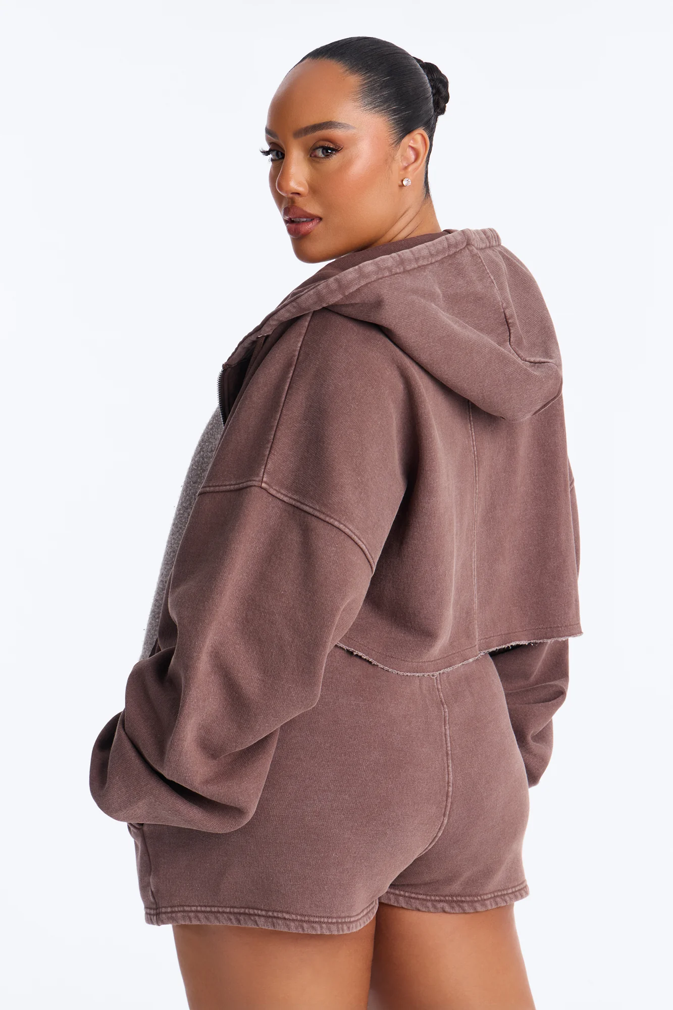 On The Go Washed Short Set - Chocolate - Image 7