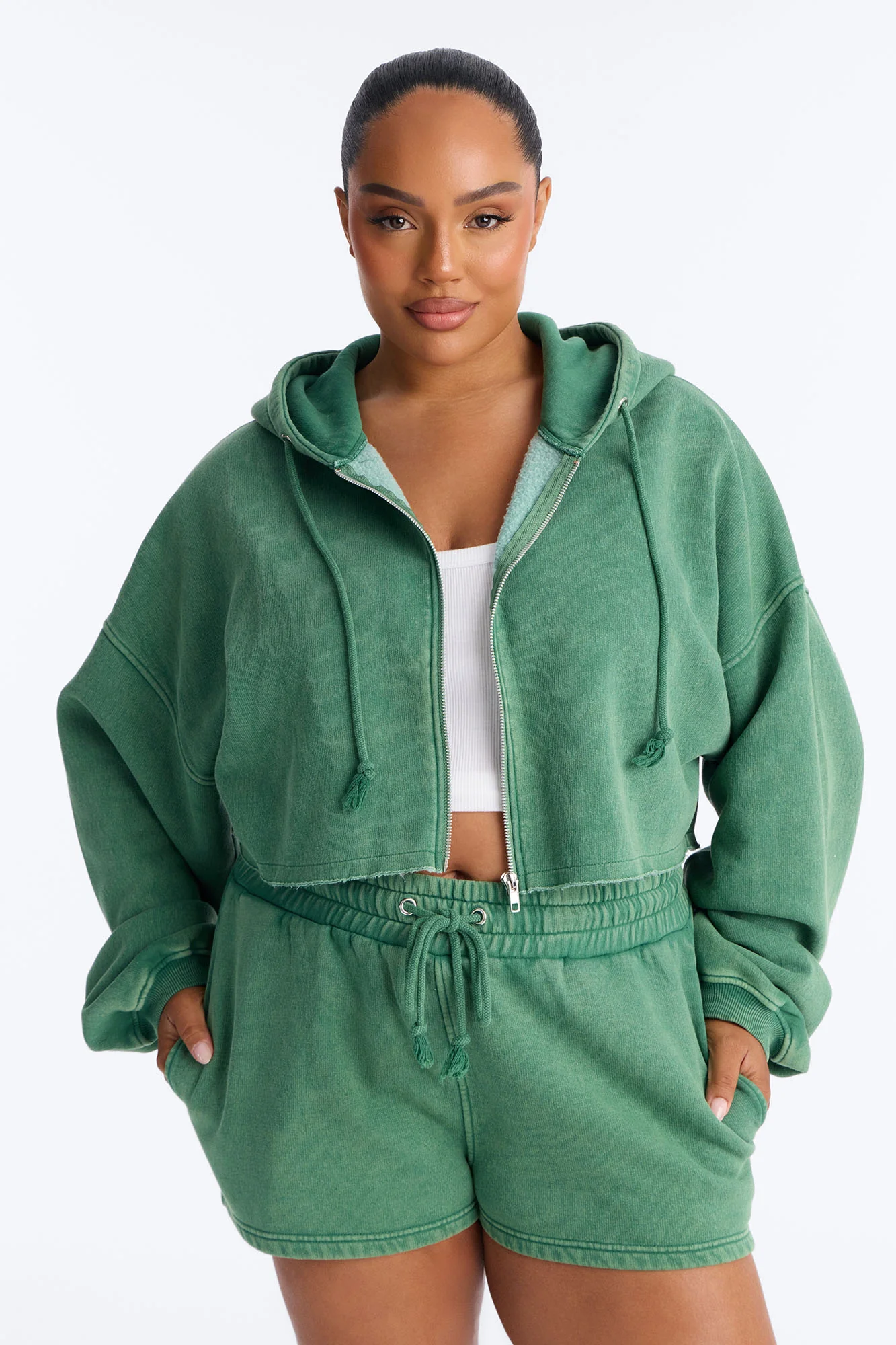On The Go Washed Short Set - Green - Image 6