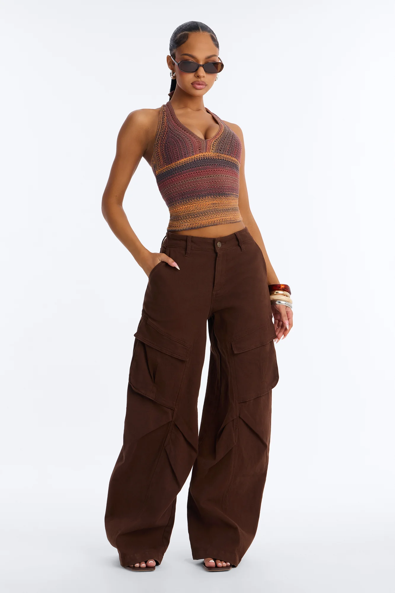 On The Horizon Crochet Halter Top - Terracotta - Image 2