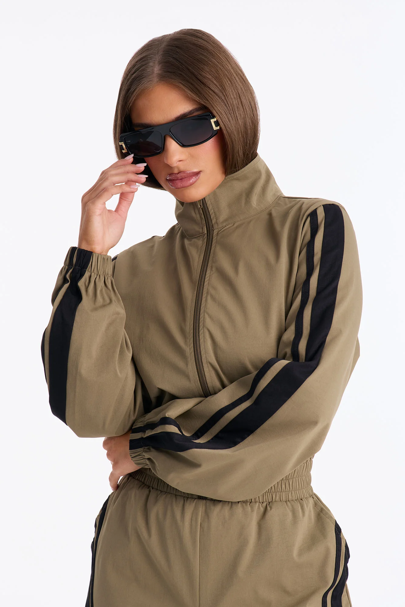 On The Run Mock Neck Jumpsuit - Olive - Image 2