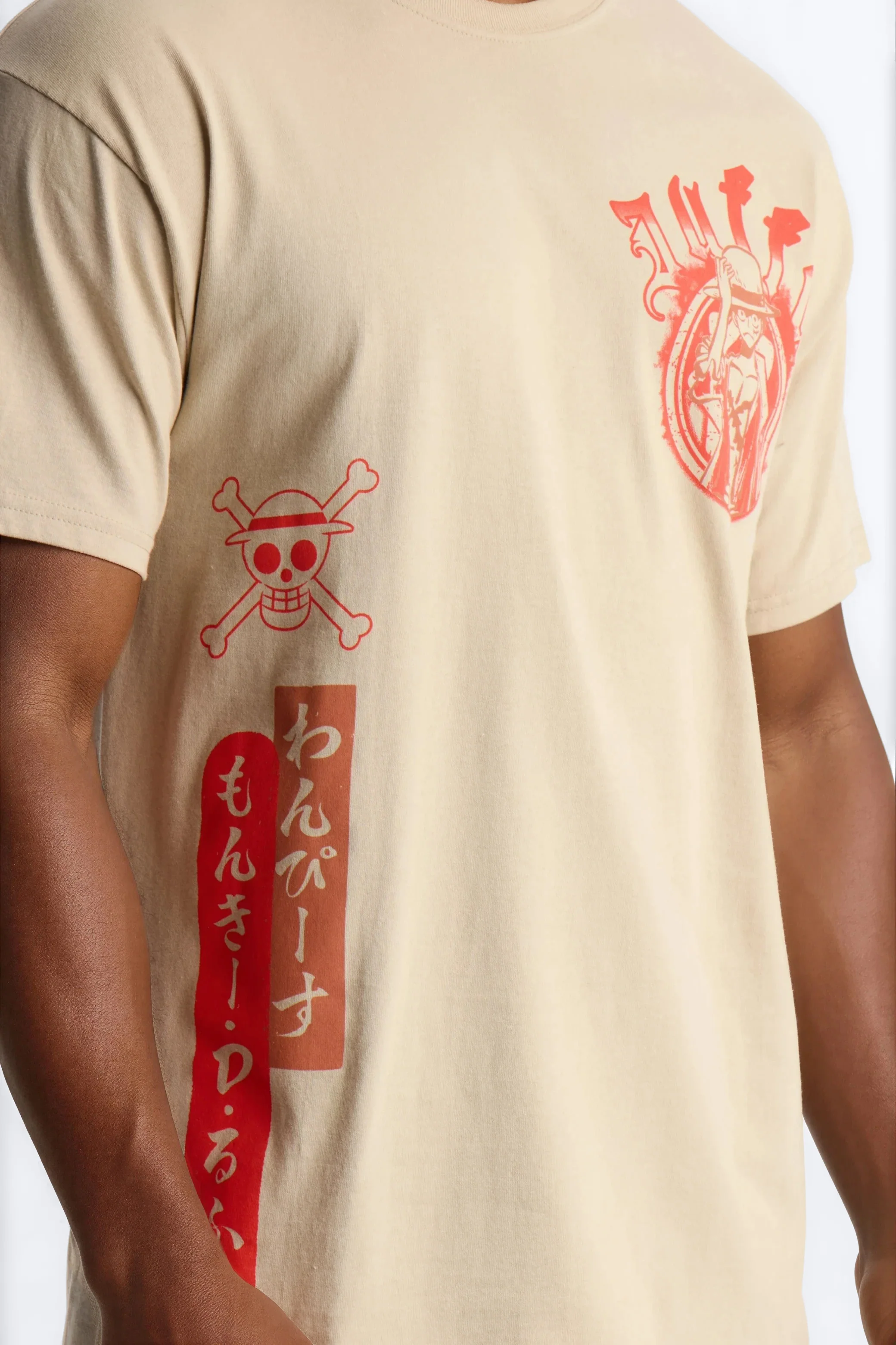 One Piece Luffy King Of The Pirates Oversized Short Sleeve Tee - Taupe - Image 4