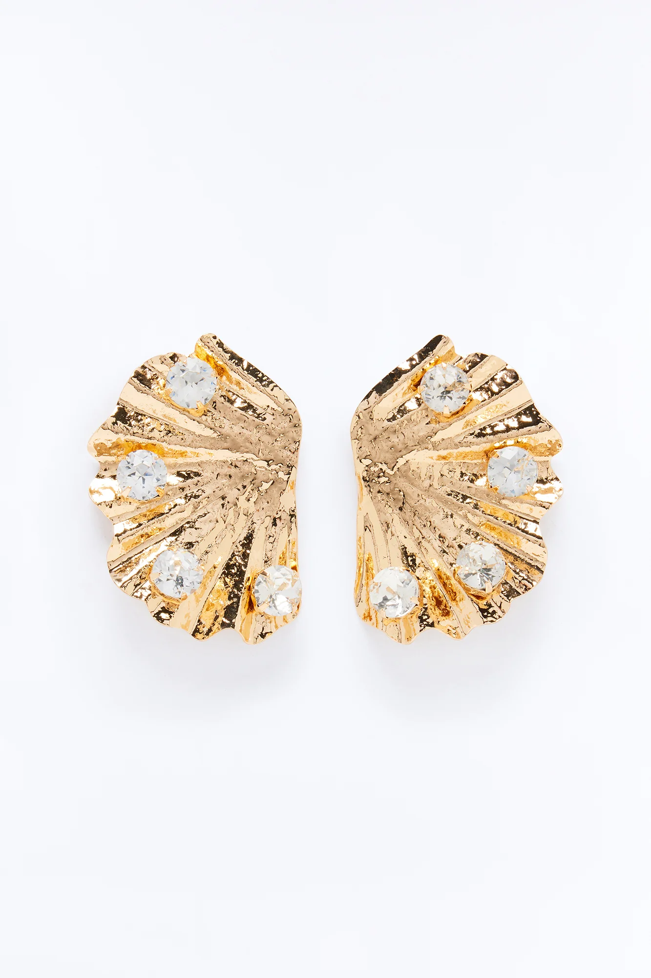One Shell At A Time Rhinestones Drop Earrings - Gold - Image 3