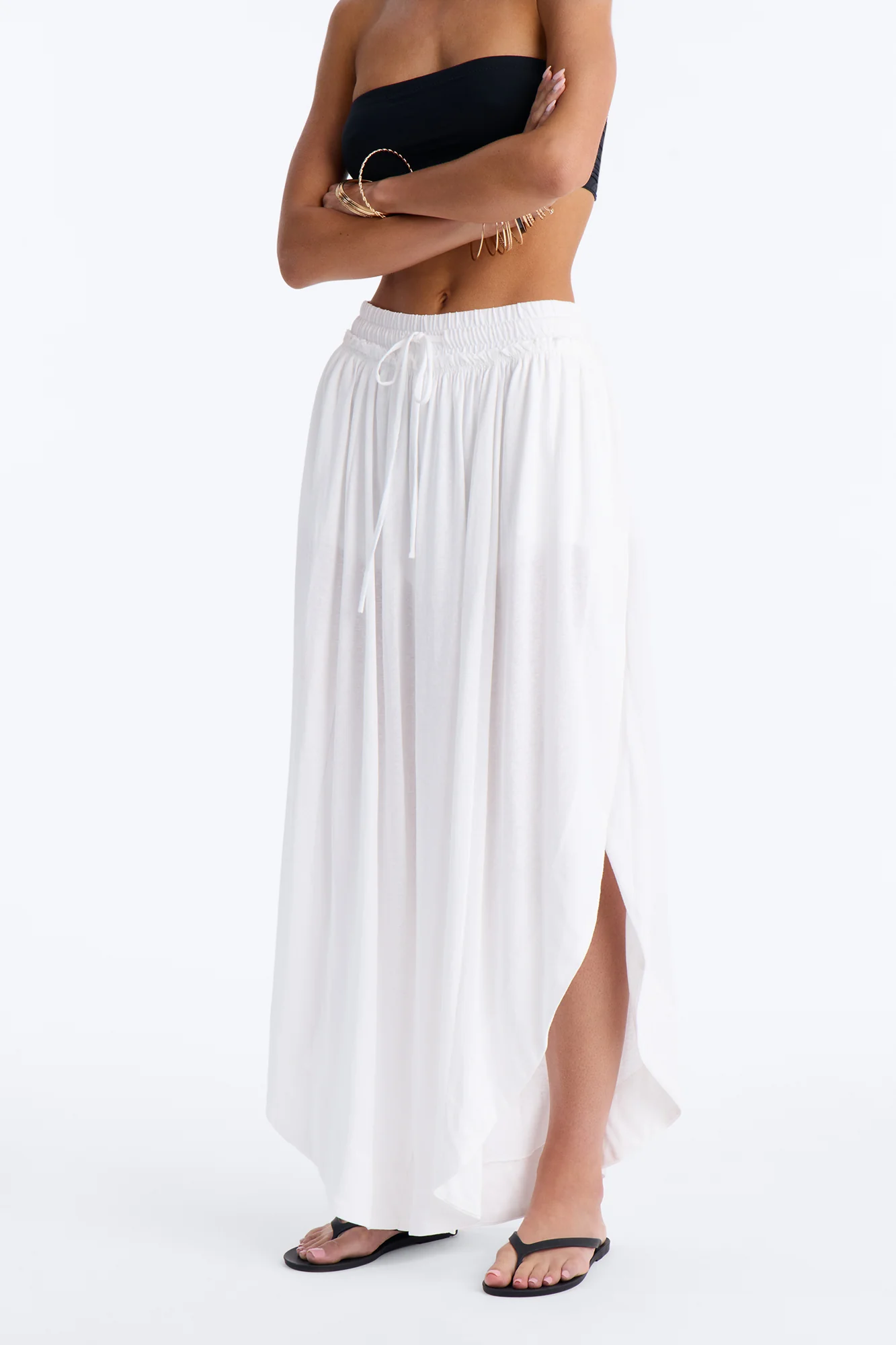Opal Mid Rise Wide Leg Cropped Pant - White - Image 2