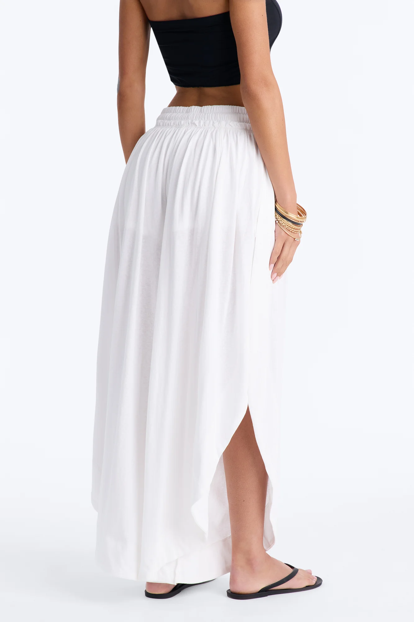 Opal Mid Rise Wide Leg Cropped Pant - White - Image 3